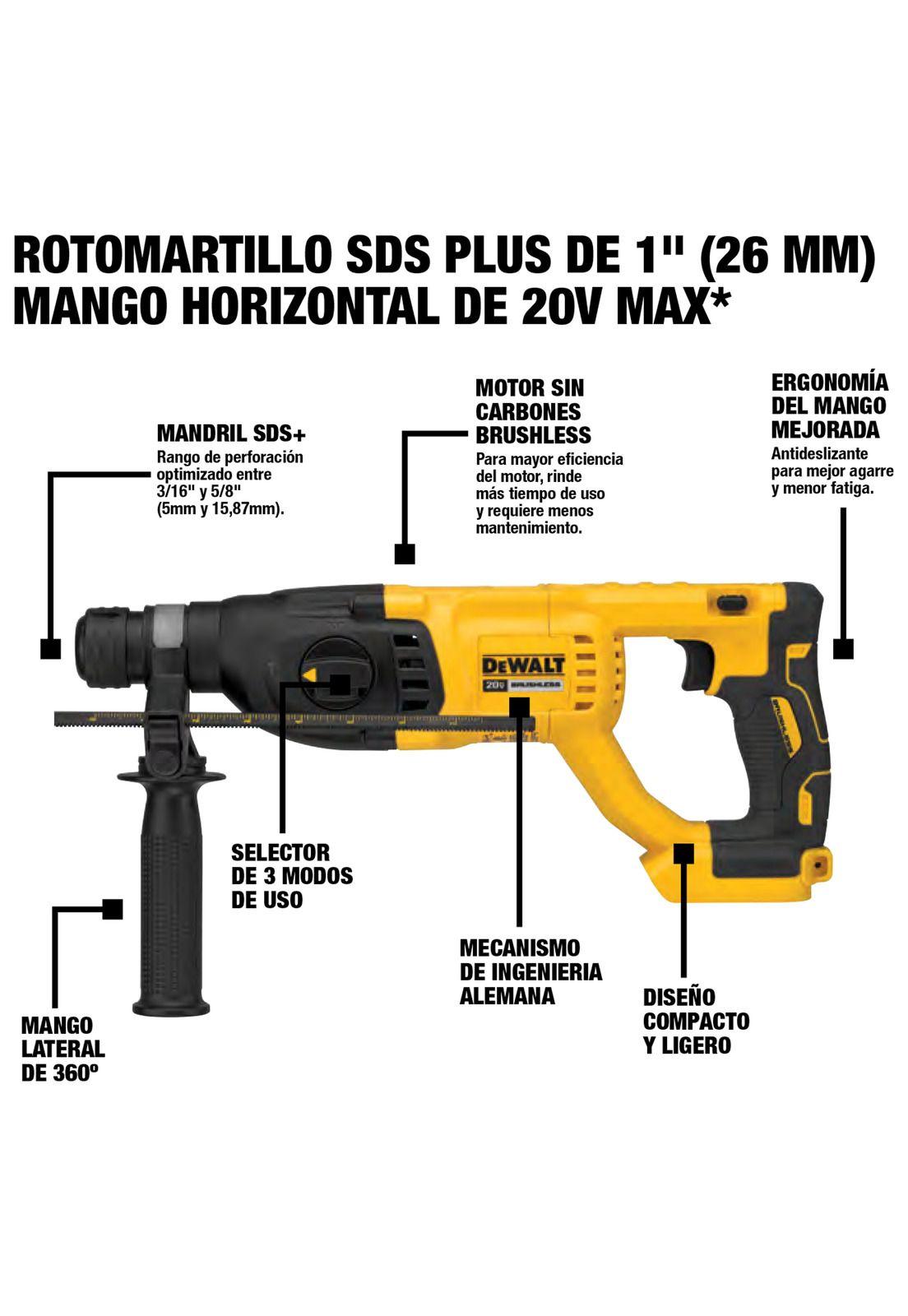Atornillador Imp. 280w + Rotomartillo Dewalt Dck260d1p1t-b2(Negro)-8