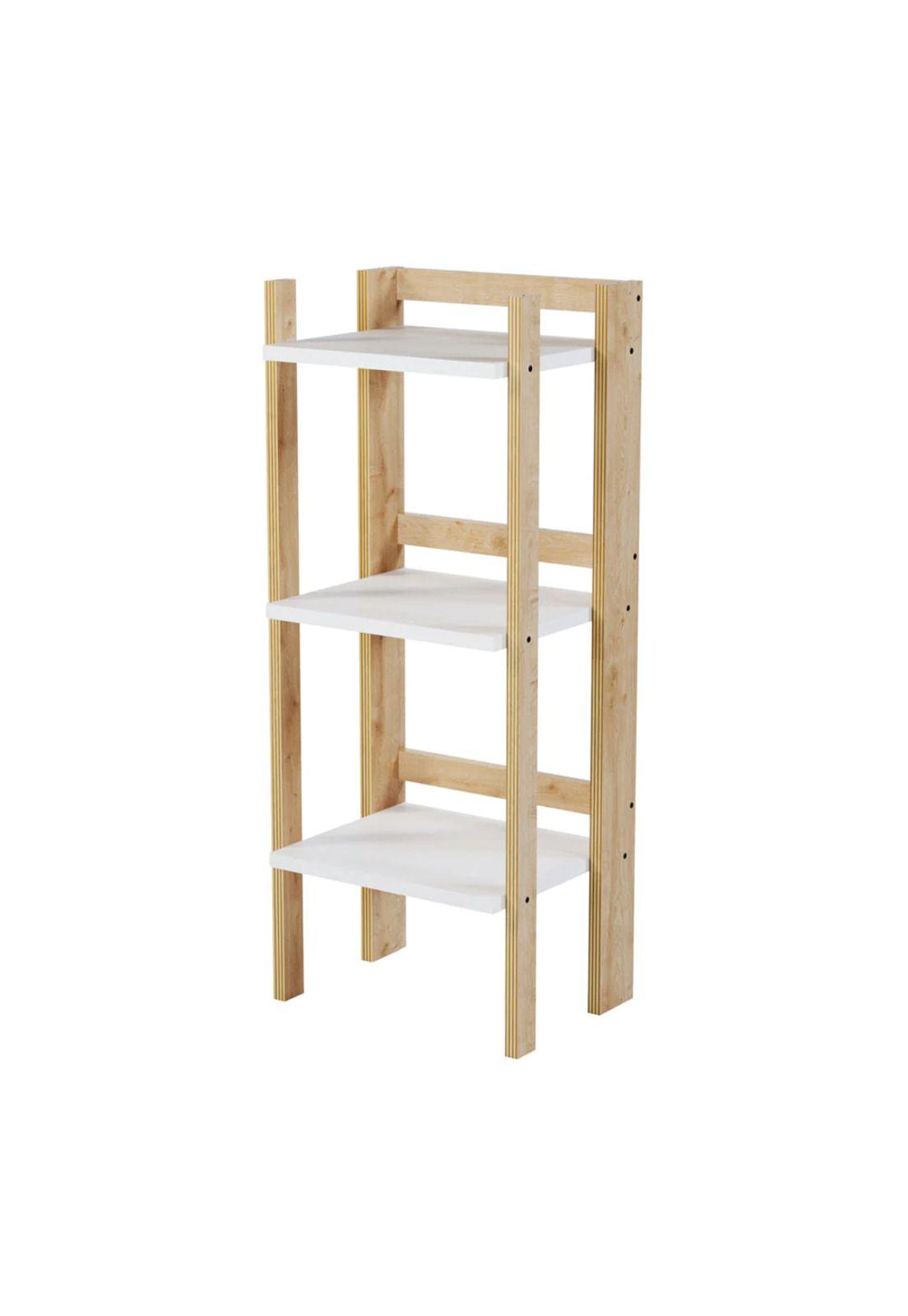 Estante Narrow Folding 3 Repisas Madera Natural/Blanco Silcosil-0