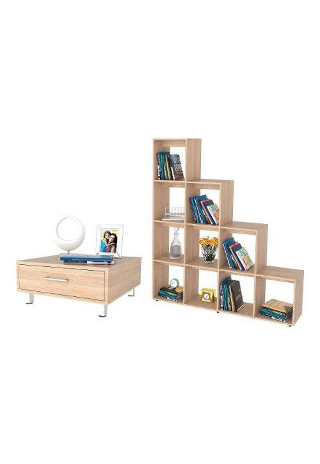 Set Biblioteca Escalera + Mesa Centro - Tuhome-0