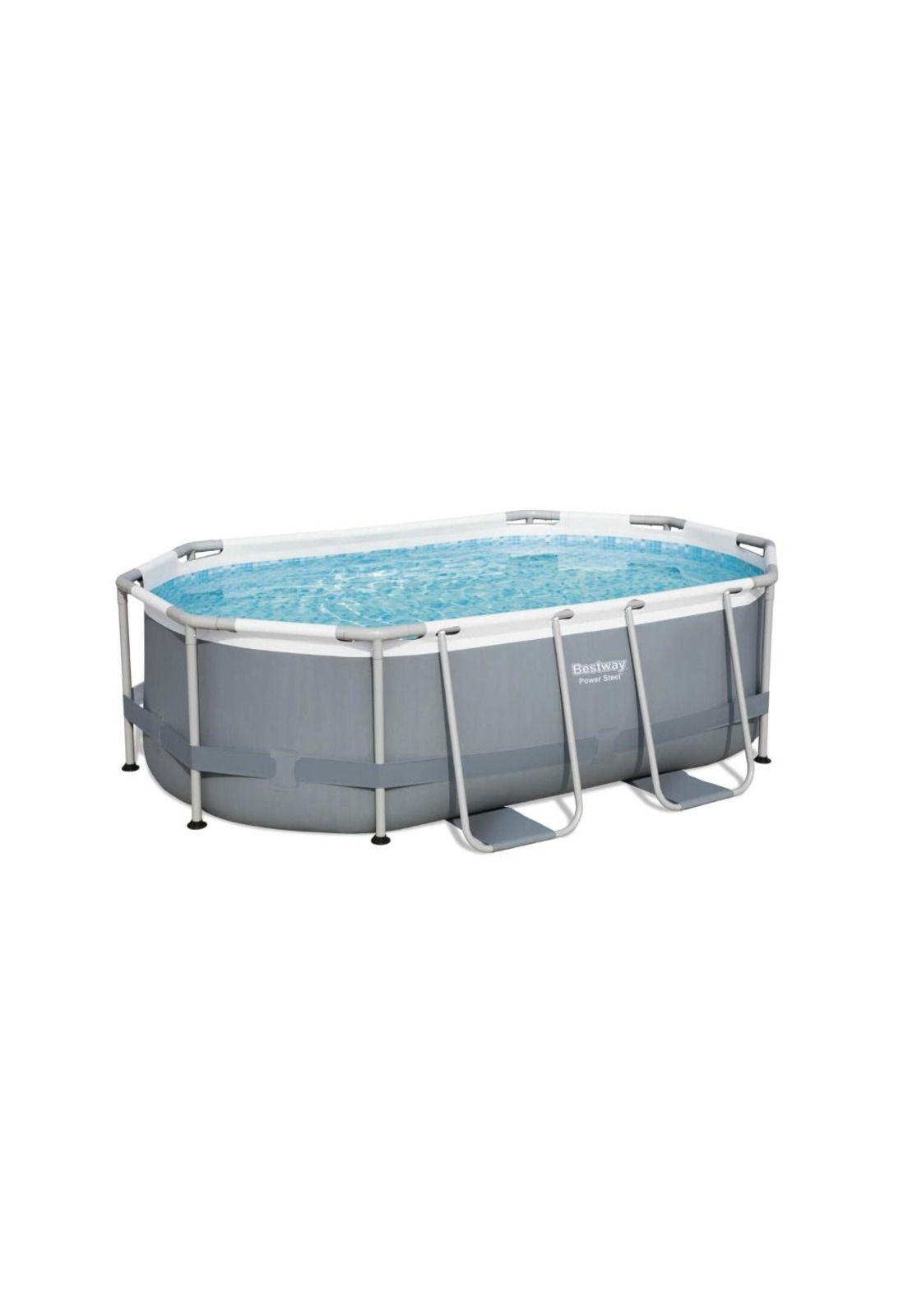 Piscina Power Steel Gris 3.00m x 2.00m x 84cm Oval Pool Set - 56617 - Bestway-0