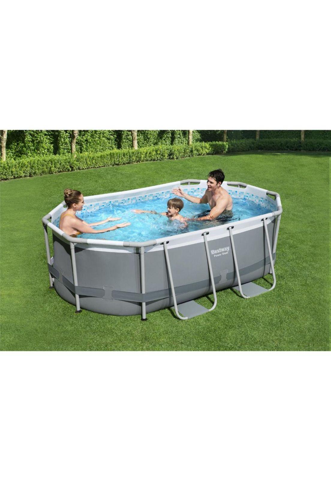 Piscina Power Steel Gris 3.00m x 2.00m x 84cm Oval Pool Set - 56617 - Bestway-2