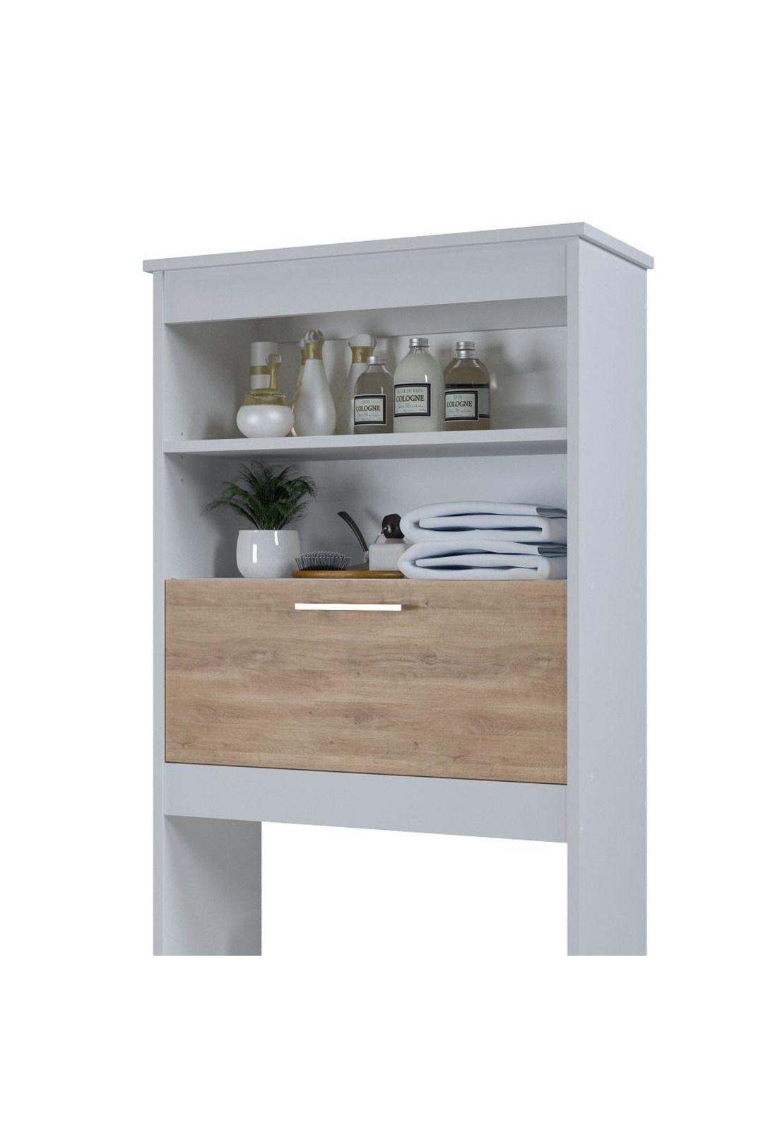 Mueble Baño 63X28X160  Blanco Puertas Roble Silcosil-2