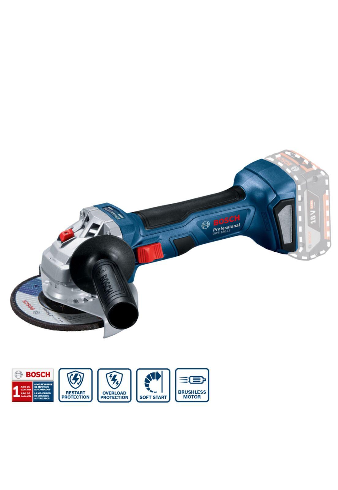 Taladro Percutor 18V GSB 180 + Esmeril Angular Gws 180 Li + Bateria 4 Amp + Cargador Y Bolso Bosch-1