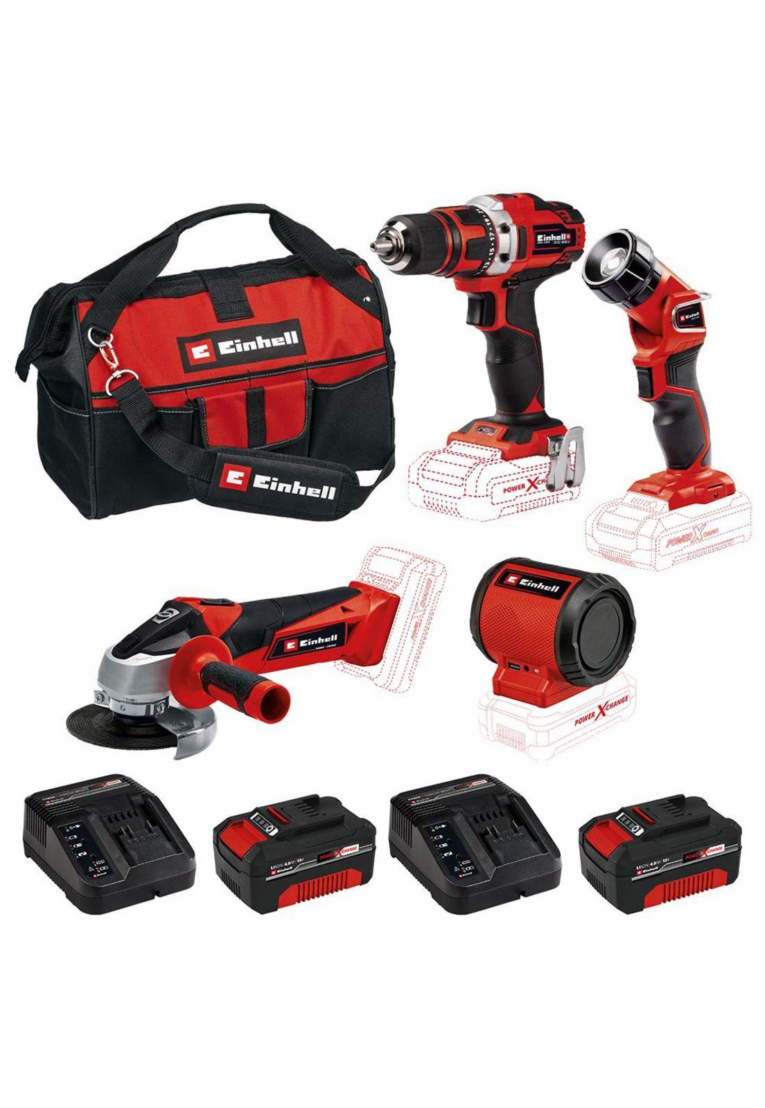 Taladro 40 NM + Esmeril 4/1" + Linterna + Parlante + Bateria 4ah y Cargador Einhell-0