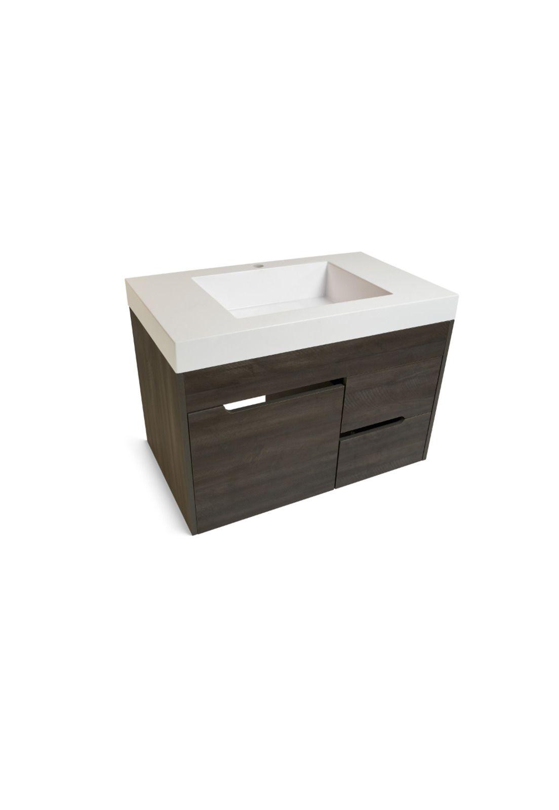 Vanitorio Mueble Organizador A Muro St Joseph + Lavatorio Roble Gris Rohoi-0