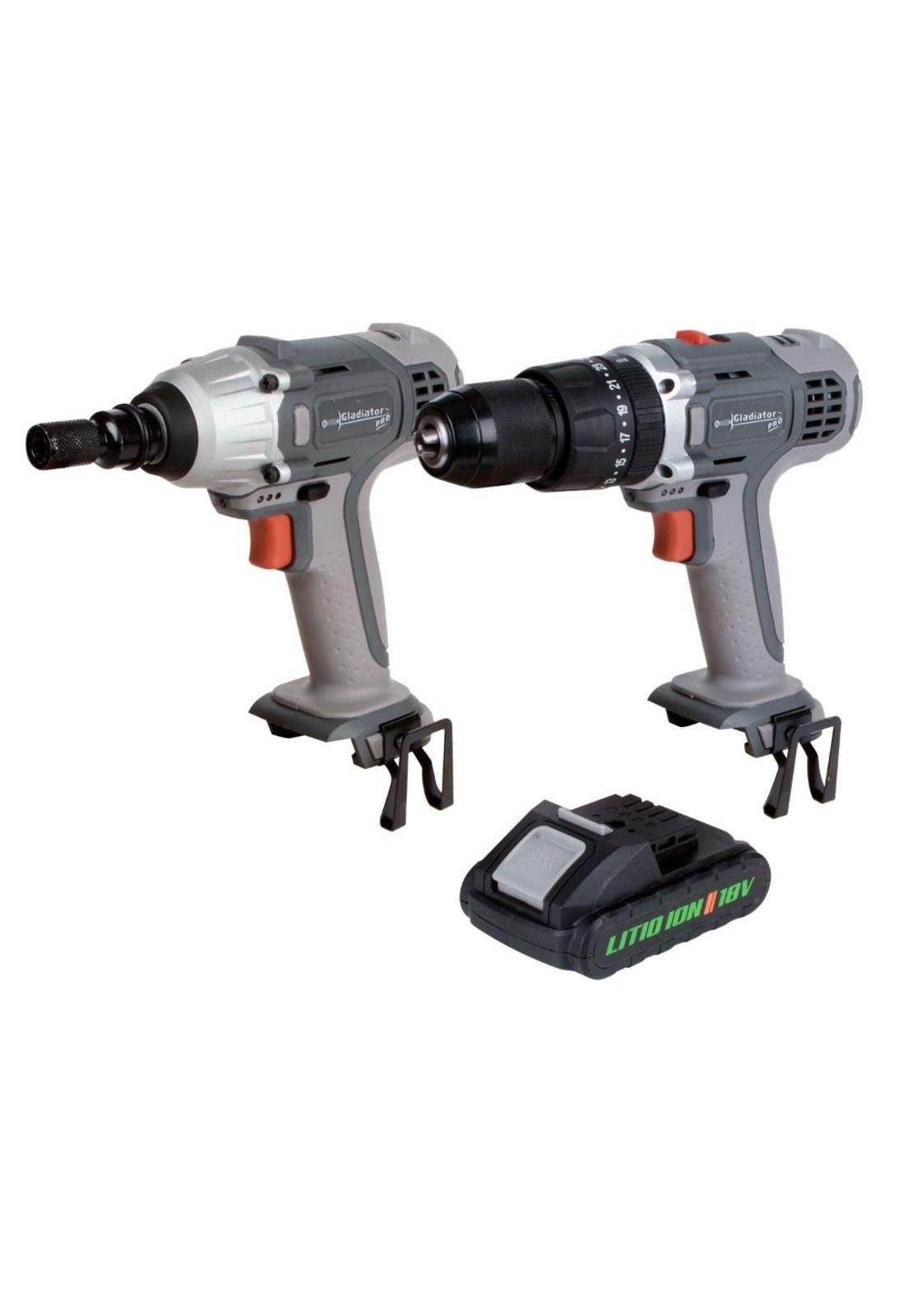 Taladro + Llave - Ator Impacto 18V Inalambrico  1 Bat - Gladiator-0