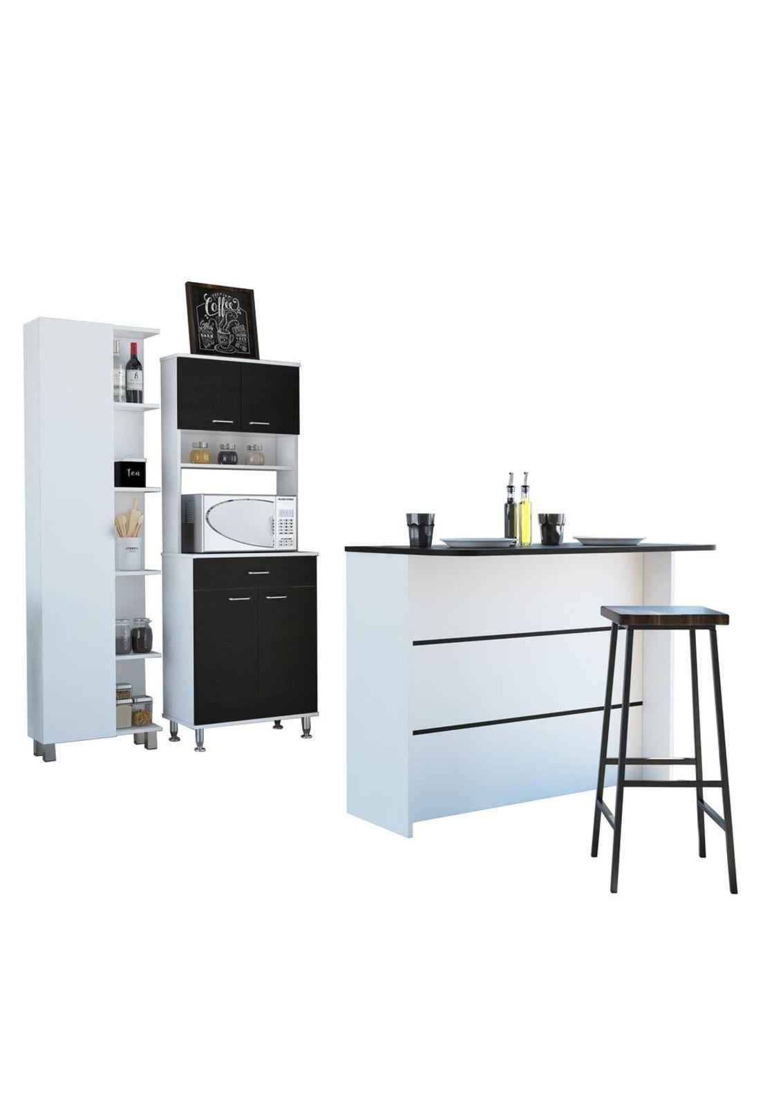 COMBO KITCHEN 37 MUEBLE COCINA 60 + BARRA DE COCINA + OPTIMIZADOR - WENGUE / BLANCO-1