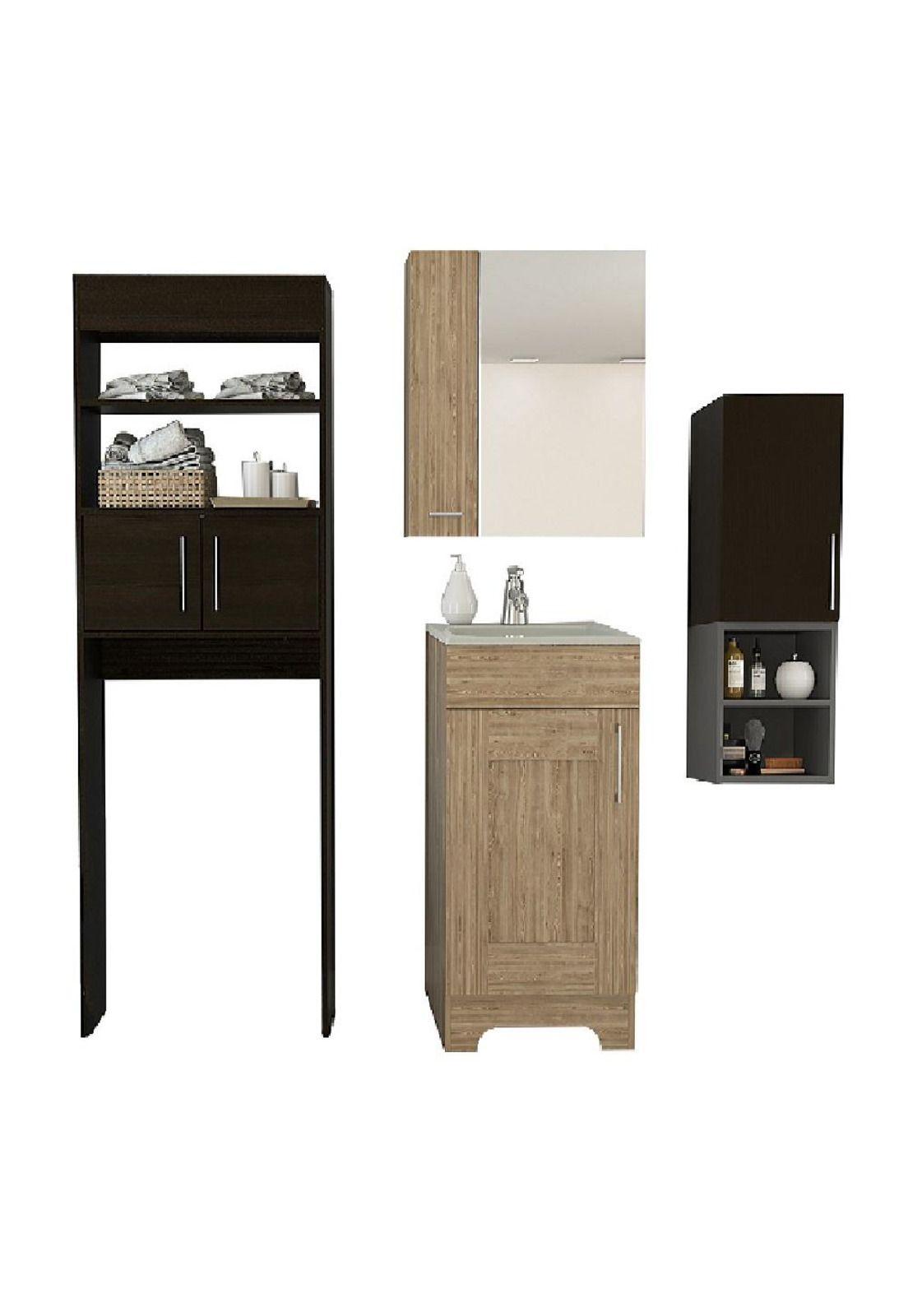 COMBO MY BATH BOTIQUIN + MUEBLE LAVAMANOS + MURO + OPTIMIZADOR MIEL WENGUE - TUHOME-0