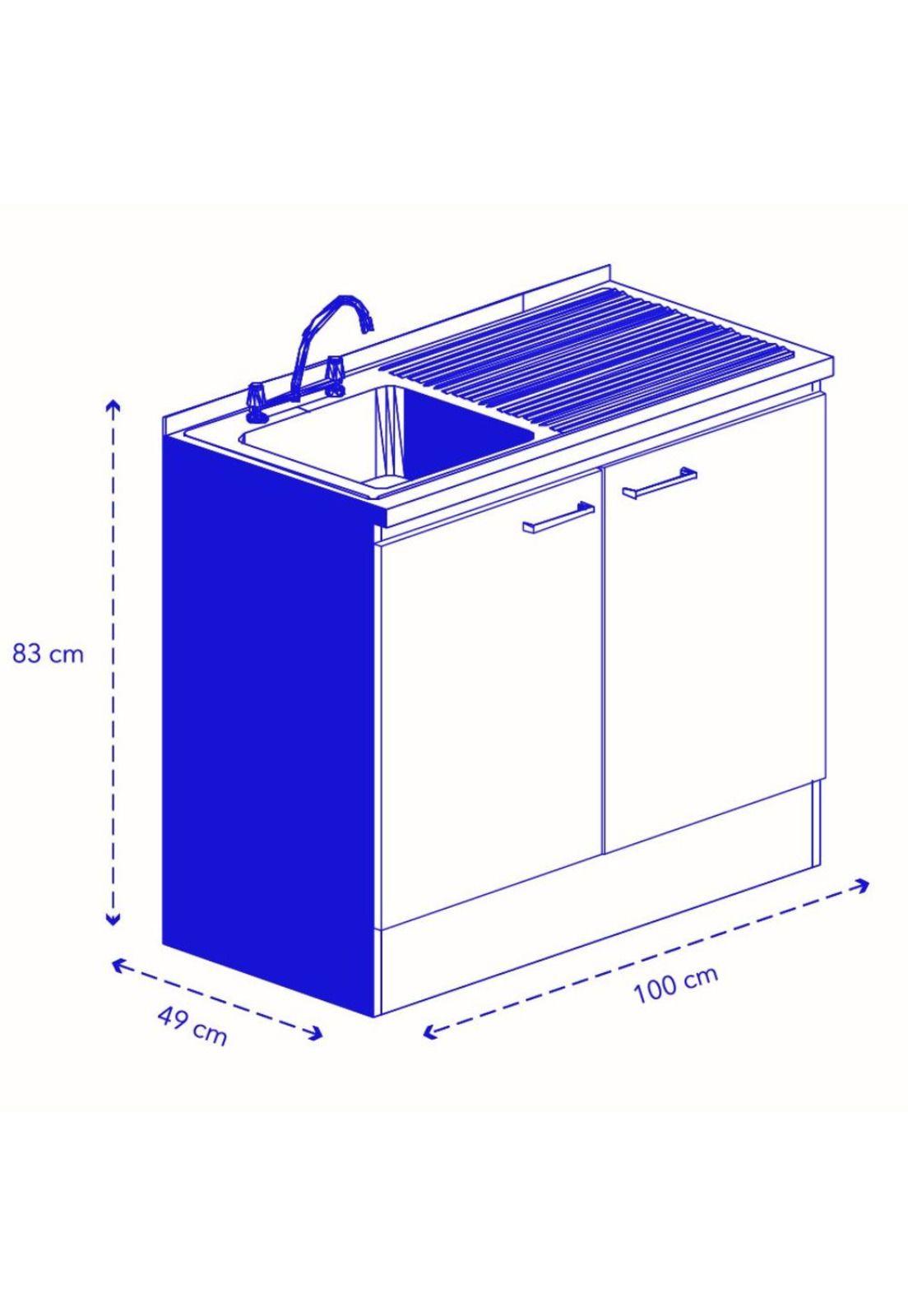 Kit Mueble Lavaplatos 1 Mt Secador Derecho Base92M  Blanco Mobikit-2