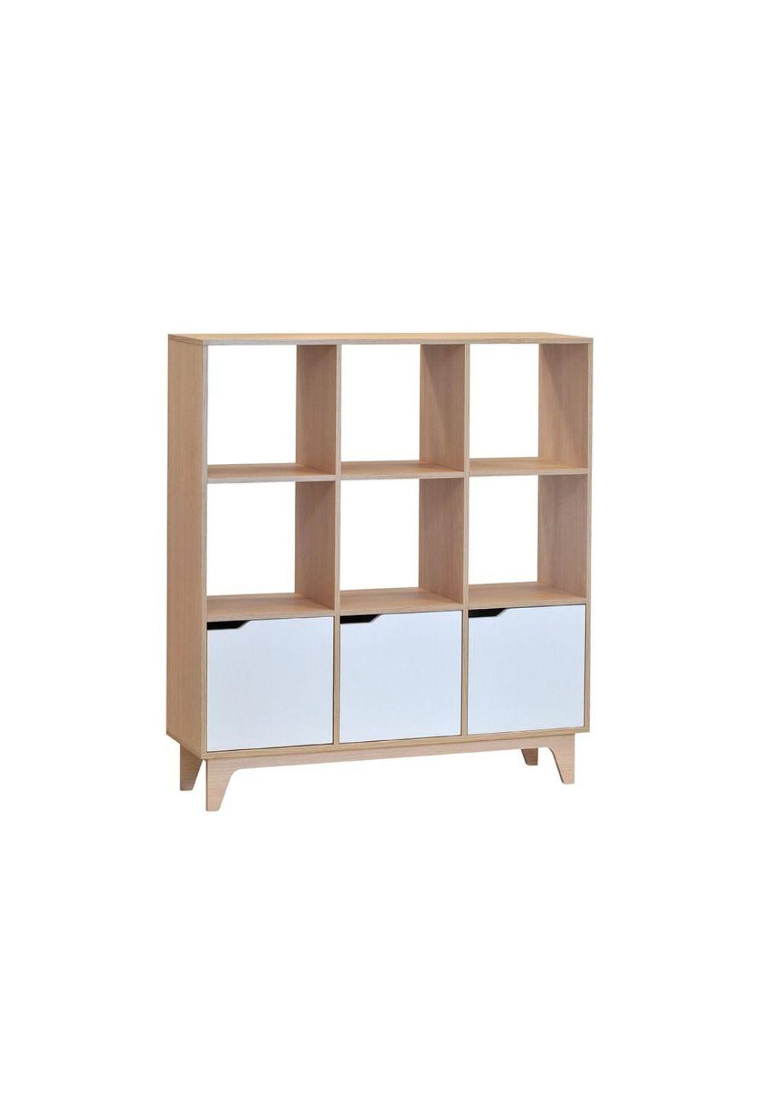 Mueble Estante Modular Bremen Lib57M Carvalo/Blanco Mobikit-0