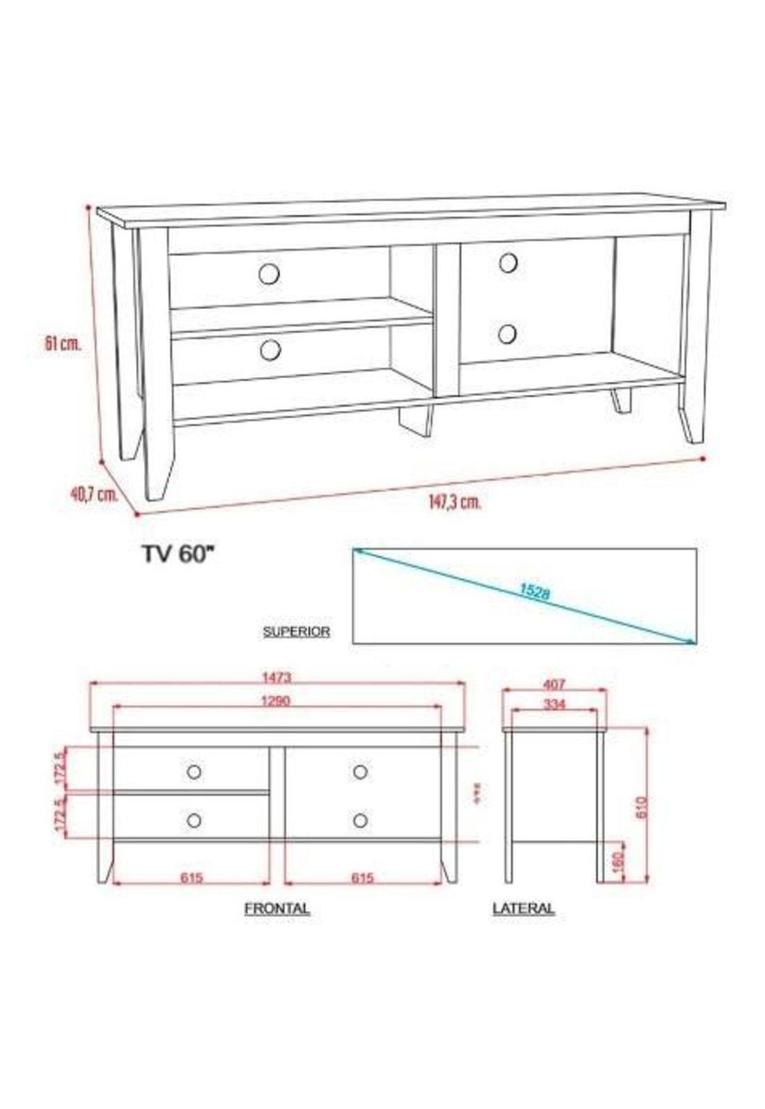Rack Tv 61 X 147 X 40 Cm Rovere - Tuhome-2