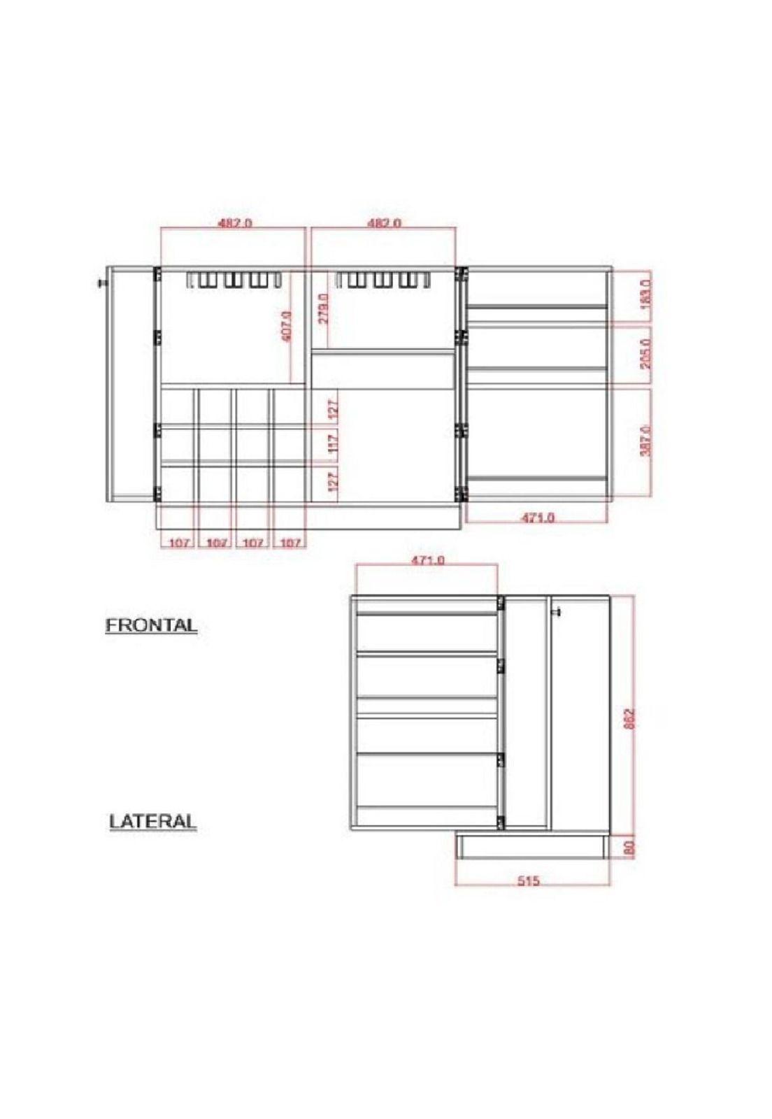 Bar 94x102x51 Cm puertas Wengue - Tuhome-4