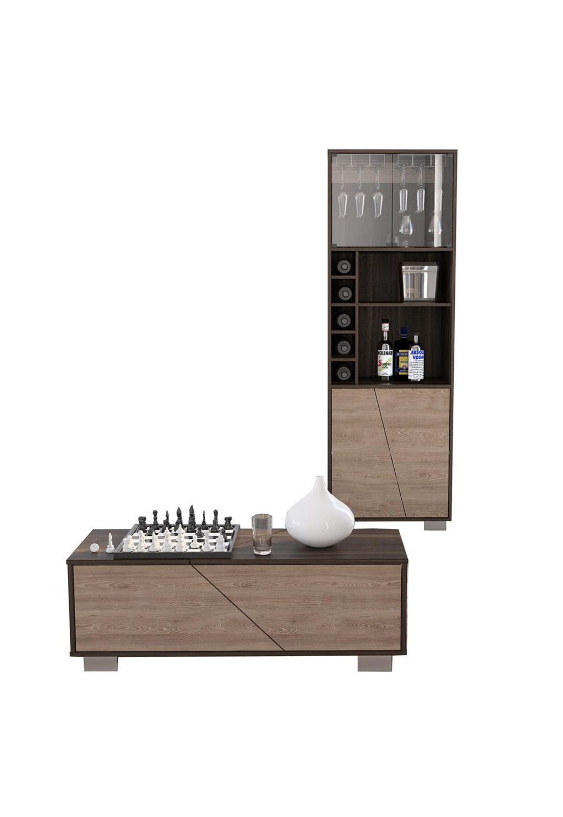 BAR ALTO + MESA CENTRO FRAKTAL - HABANO / MIEL-1