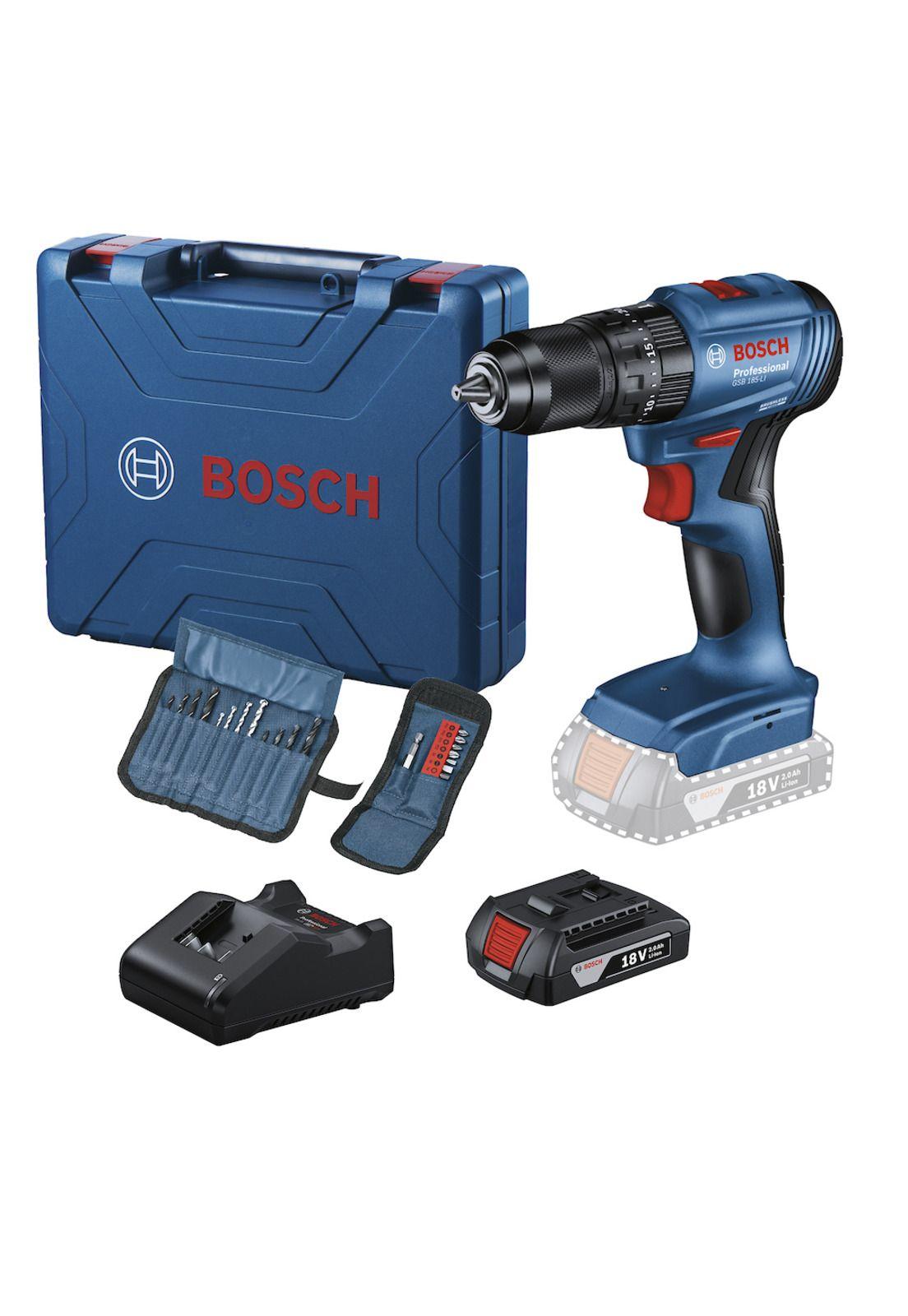 Taladro Percutor Atornillador 18V Gsb 185-Li + 1 Bateria + Cargador + Accesorrios Bosch-0