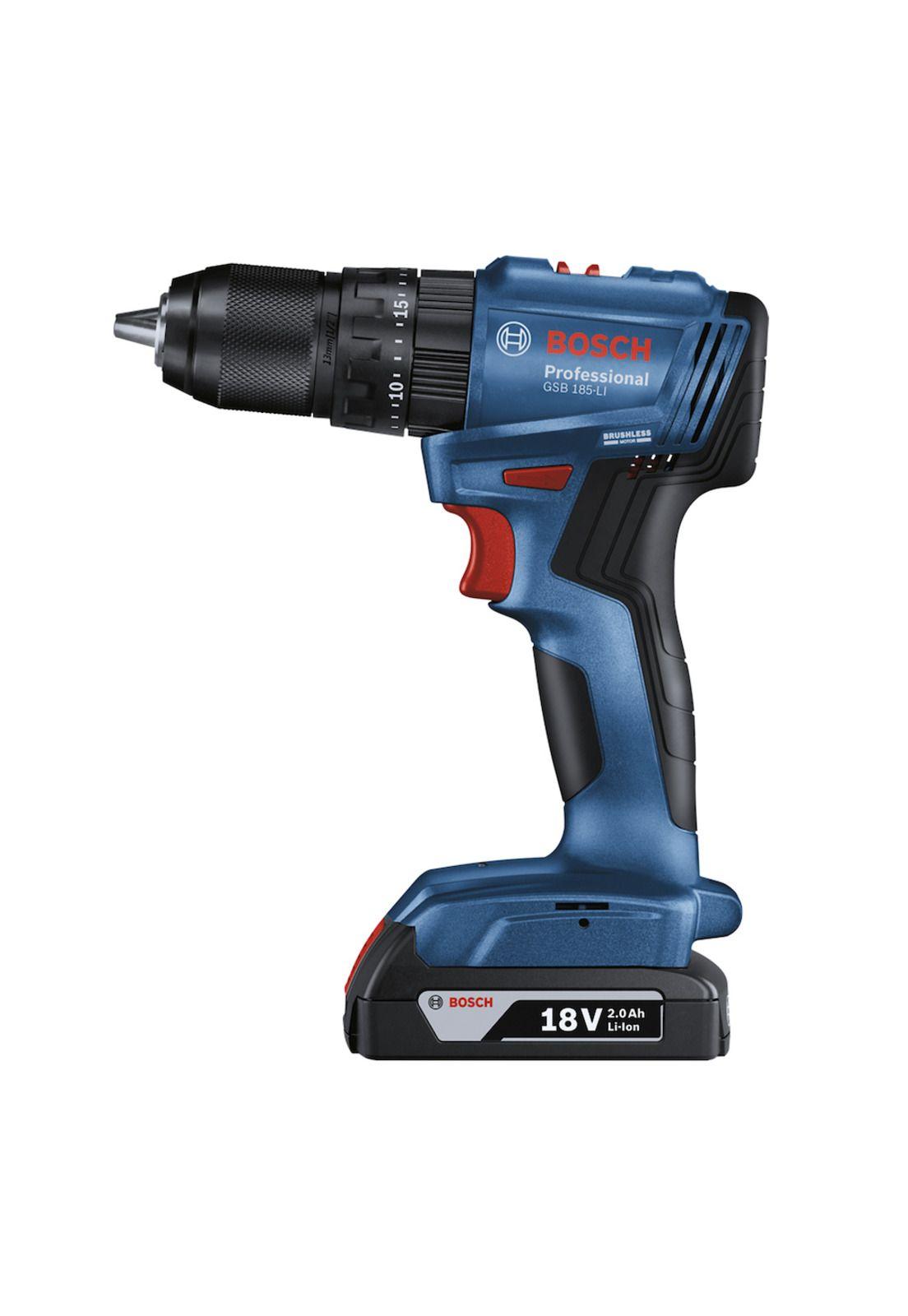 Taladro Percutor Atornillador 18V Gsb 185-Li + 1 Bateria + Cargador + Accesorrios Bosch-1