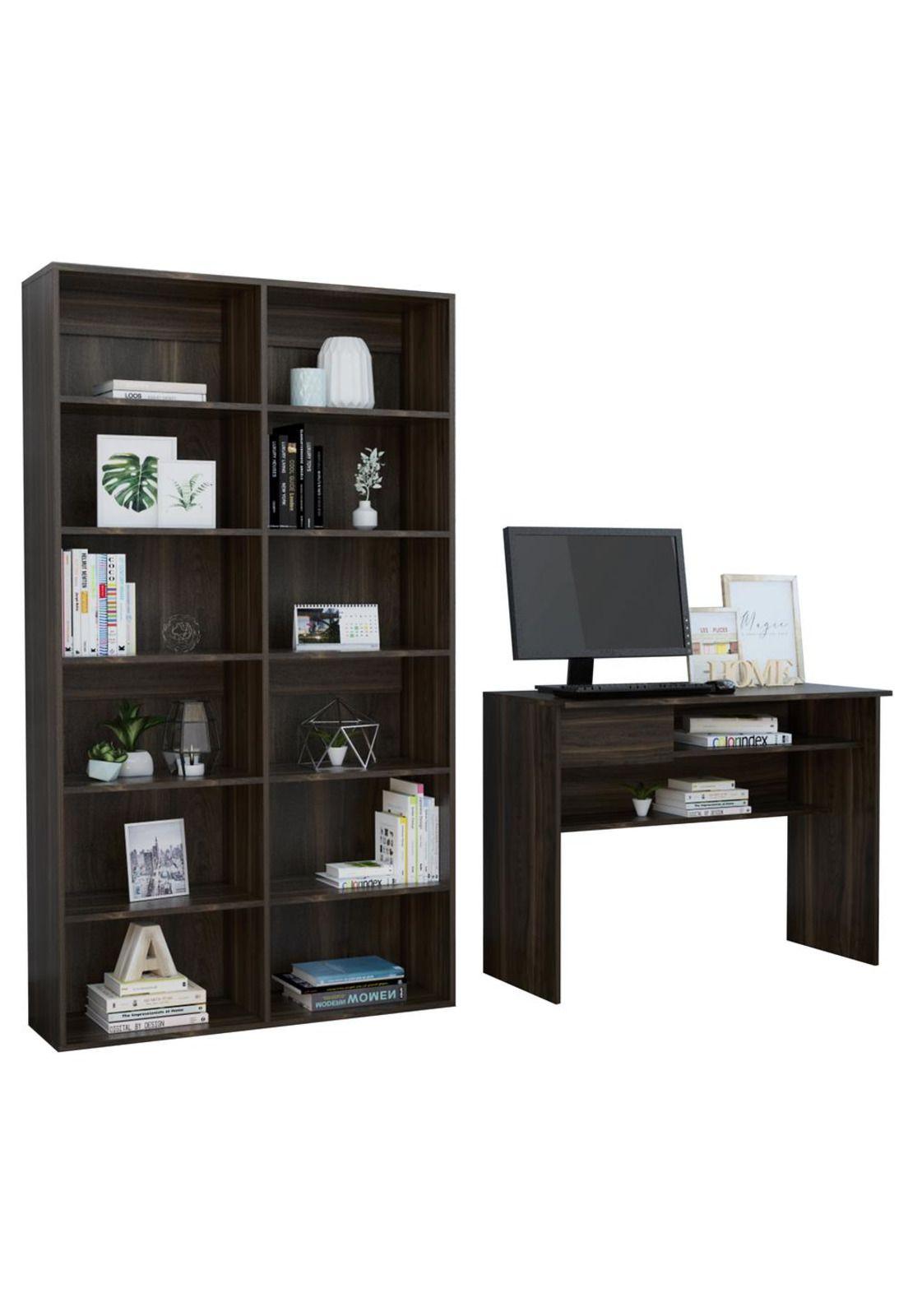 COMBO OFFICE 30 ESCRITORIO + BIBLIOTECA - HABANO-1