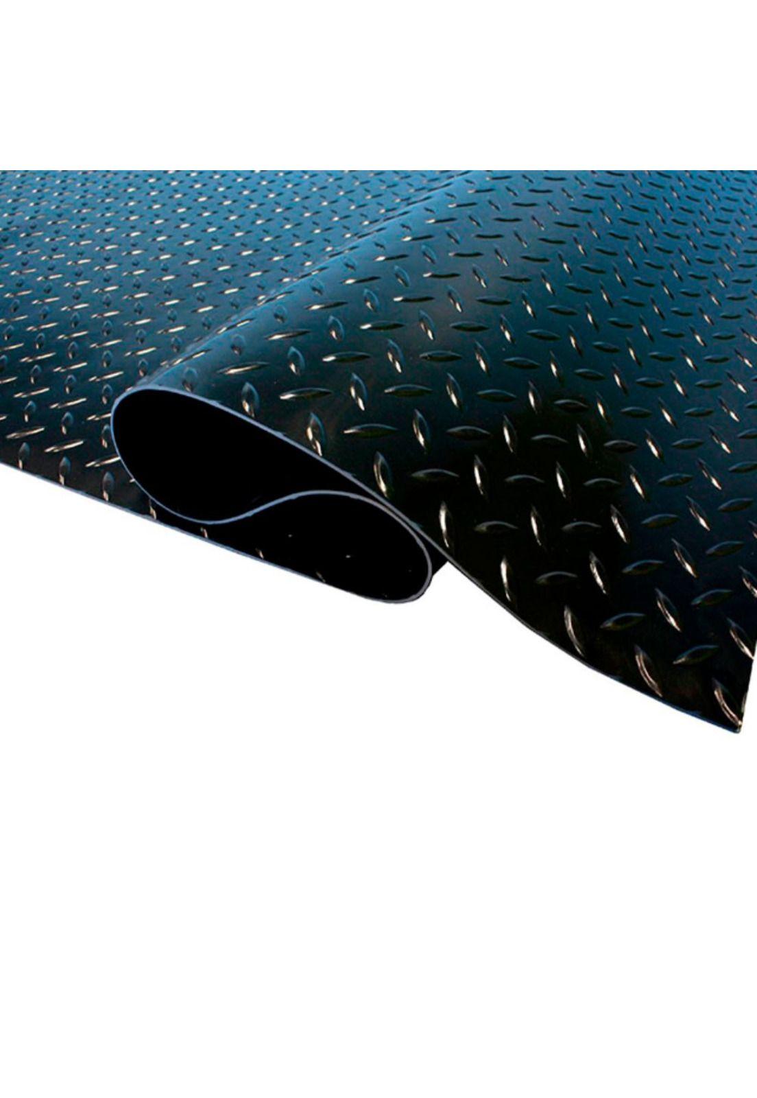 Piso En Rollo Goma Diamantado Negro 3Mm1Mt Pr100Dn Qrubber-0