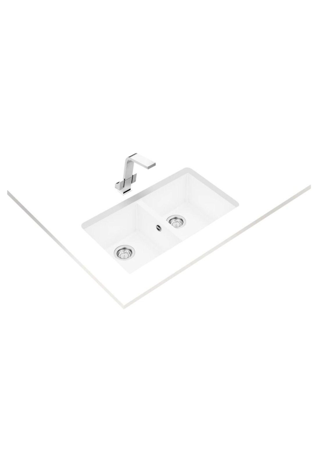 Lavaplatos De Granito  Square 2C-760 Tg Granito Blanco (Be) Teka-1