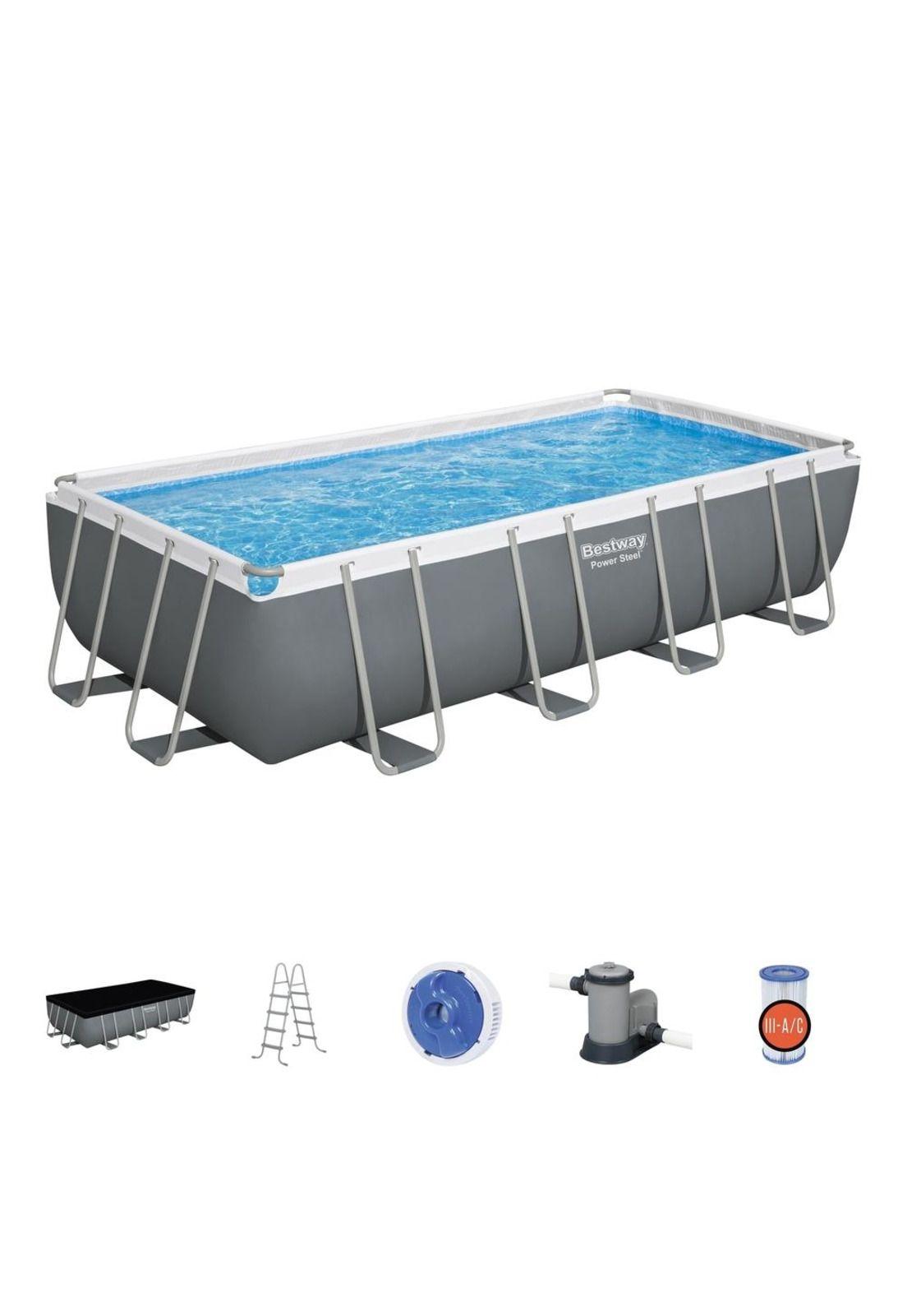 Piscina Power Steel Gris 5.49m x 2.74m x 1.22m Pool Set - 56465 - Bestway-1