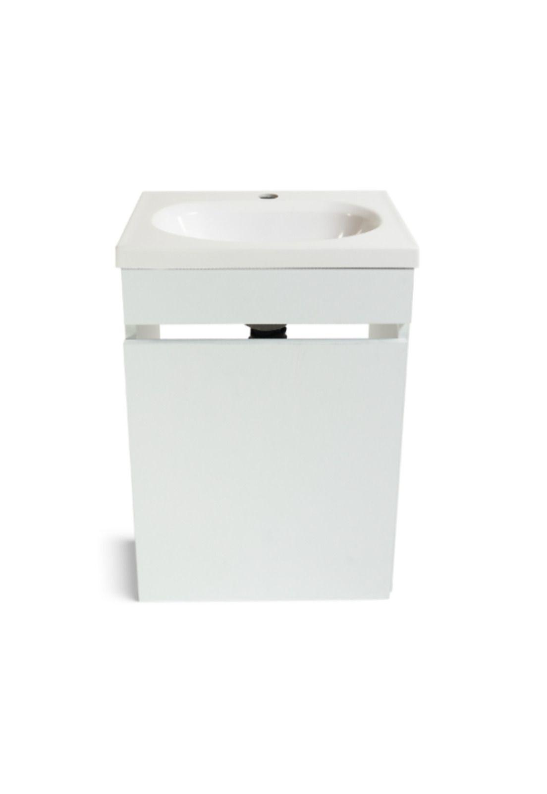 Mueble Basico Sin Tirador A Muro + Lavatorio Blanco Rohoi-1