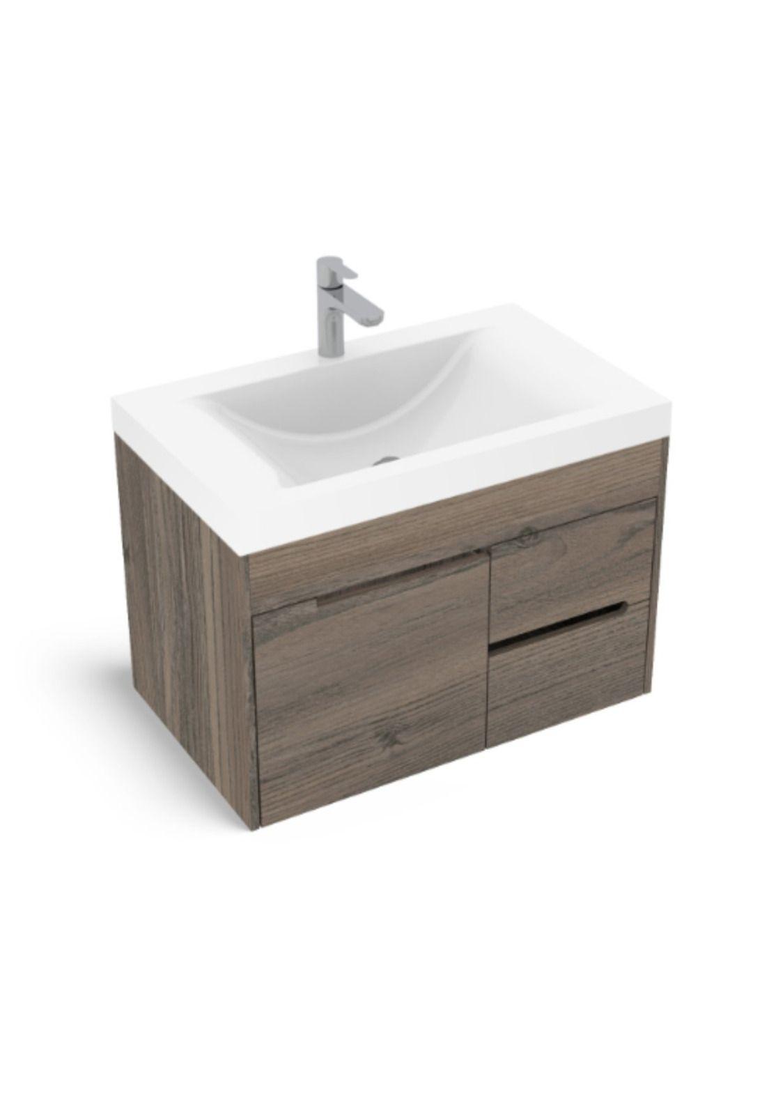 Mueble Organizador A Muro St Joseph + Lavatorio (Roble Café / Grisaceo Rohoi-0