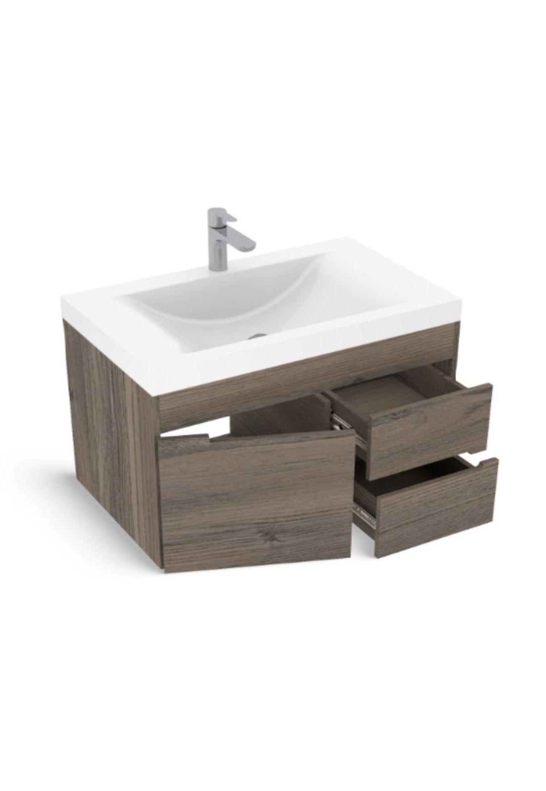 Mueble Organizador A Muro St Joseph + Lavatorio (Roble Café / Grisaceo Rohoi-1