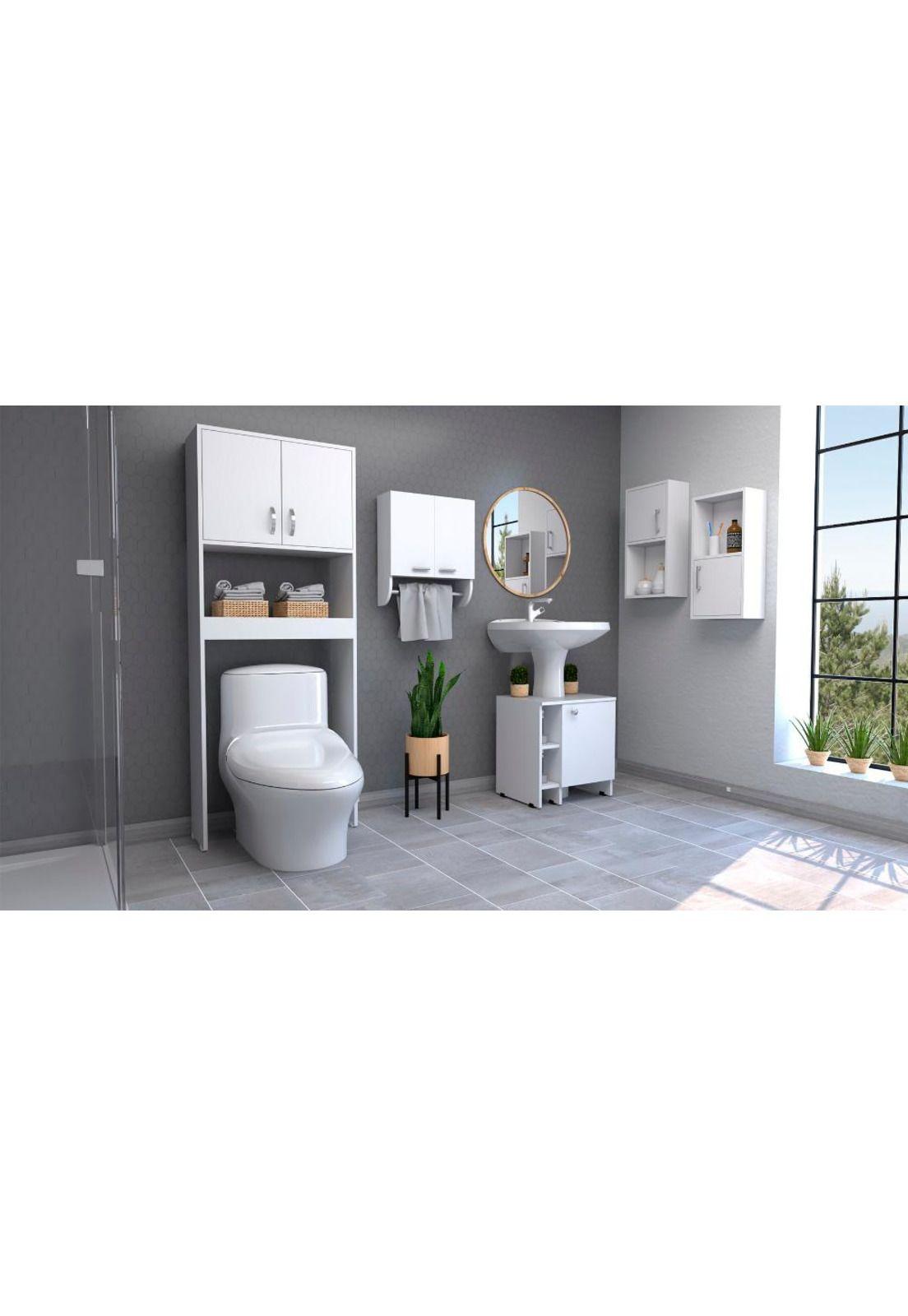 BOTIQUIN BATH 28 + OPTIMIZADORES LAVAMANOS 47-A + BAÑO 63-A + AUXILIAR X2 - BLANCO - TUHOME-0