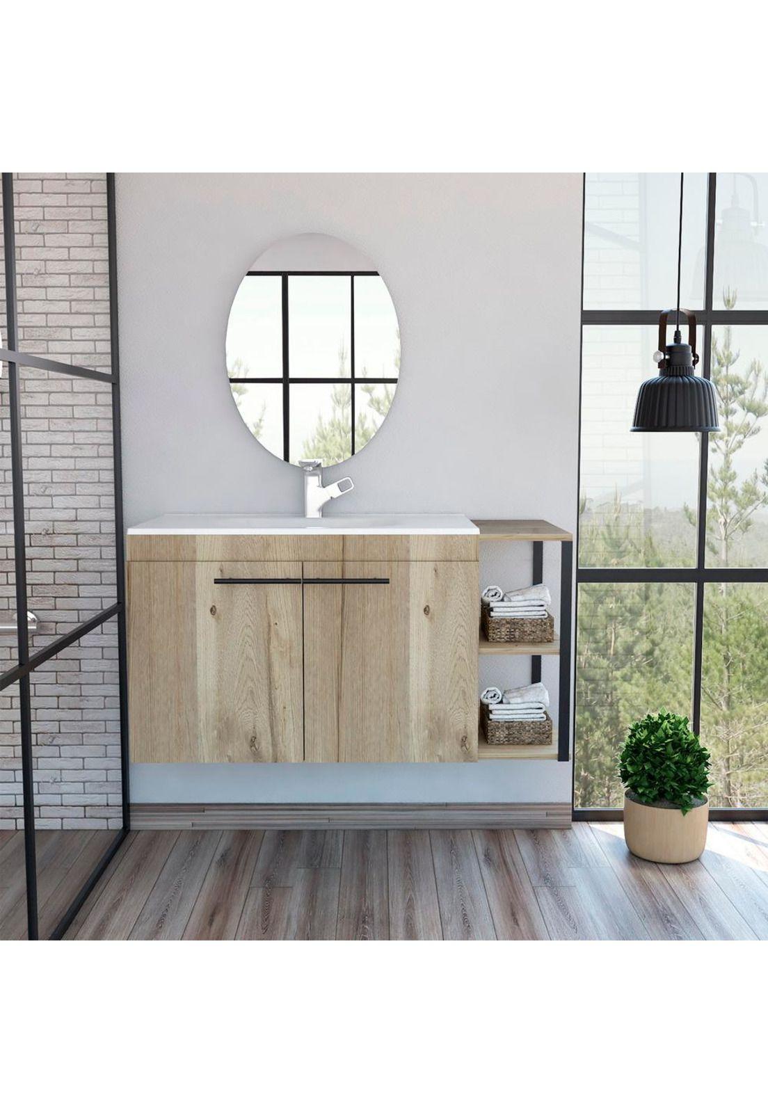 COMBO REFLEKTA 40 MUEBLE DE LAVAMANOS KHARI 100 FLOTANTE + ESPEJO NAPOLI-0