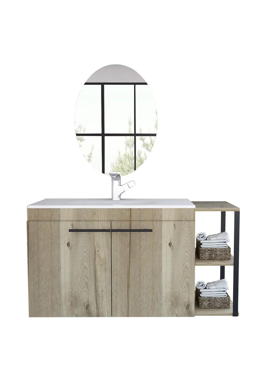 COMBO REFLEKTA 40 MUEBLE DE LAVAMANOS KHARI 100 FLOTANTE + ESPEJO NAPOLI-1