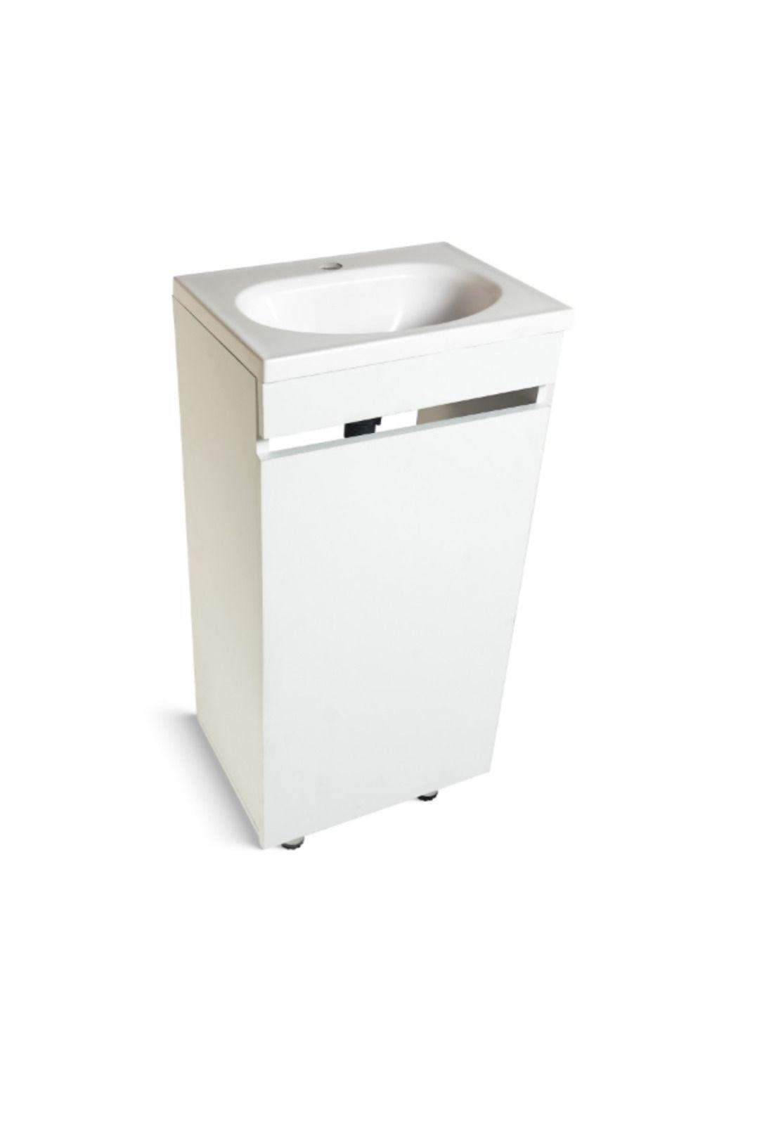 Mueble Basico Sin Tirador A Piso + Lavatorio Blanco Rohoi-0