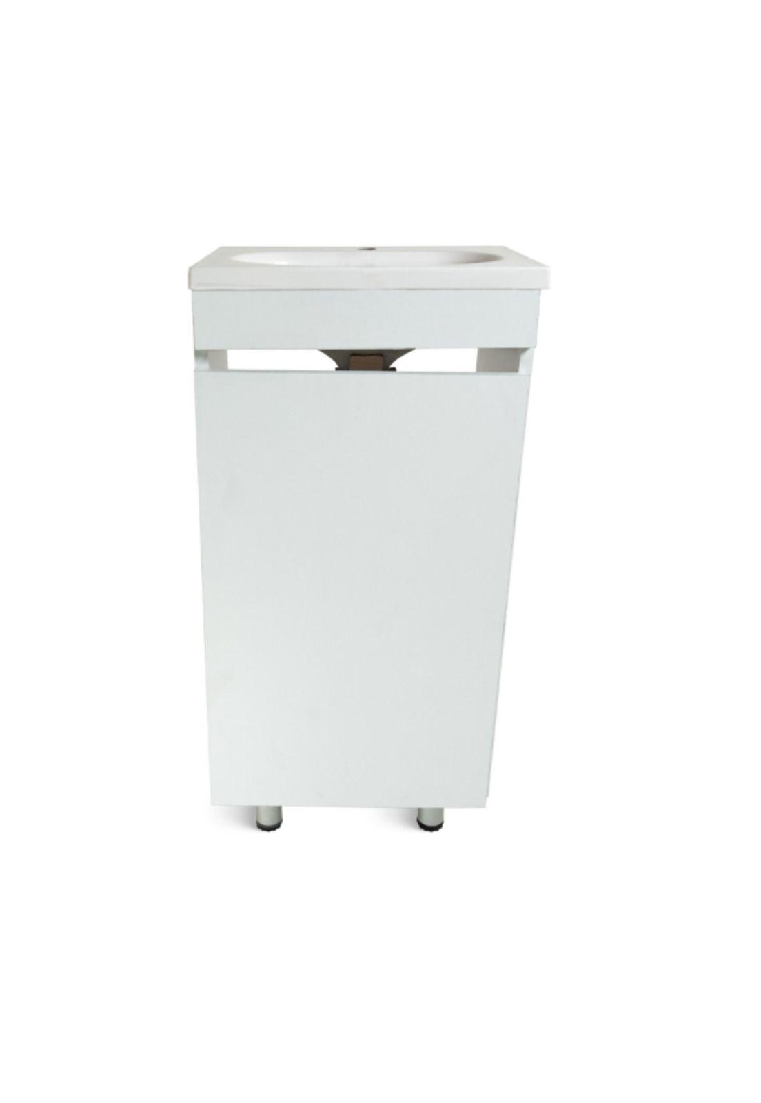 Mueble Basico Sin Tirador A Piso + Lavatorio Blanco Rohoi-1
