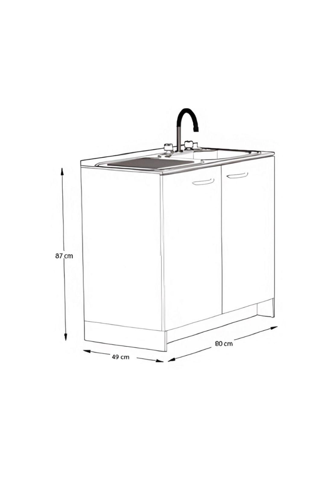 Mueble Base Kit 80 Derecho Blanco Con Lavaplatos Y Griferia Magnolia-1