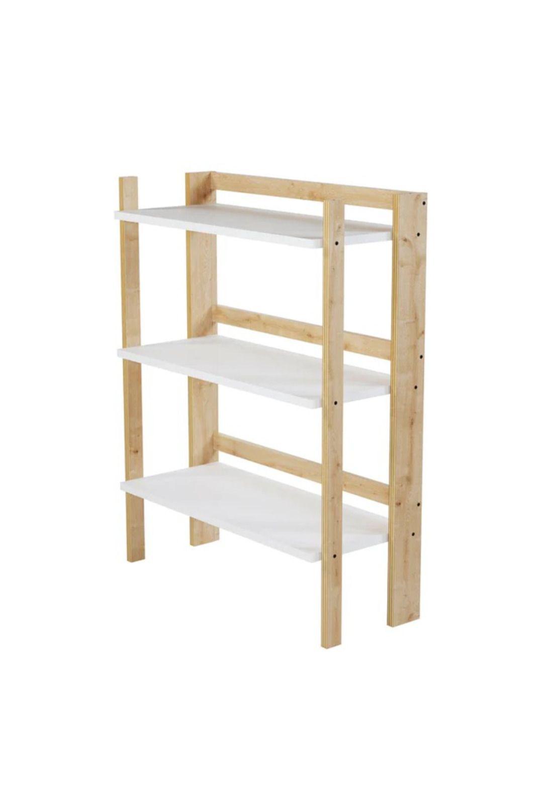 Estante Folding 3 Repisas  Madera Natural/Blanco Silcosil-0