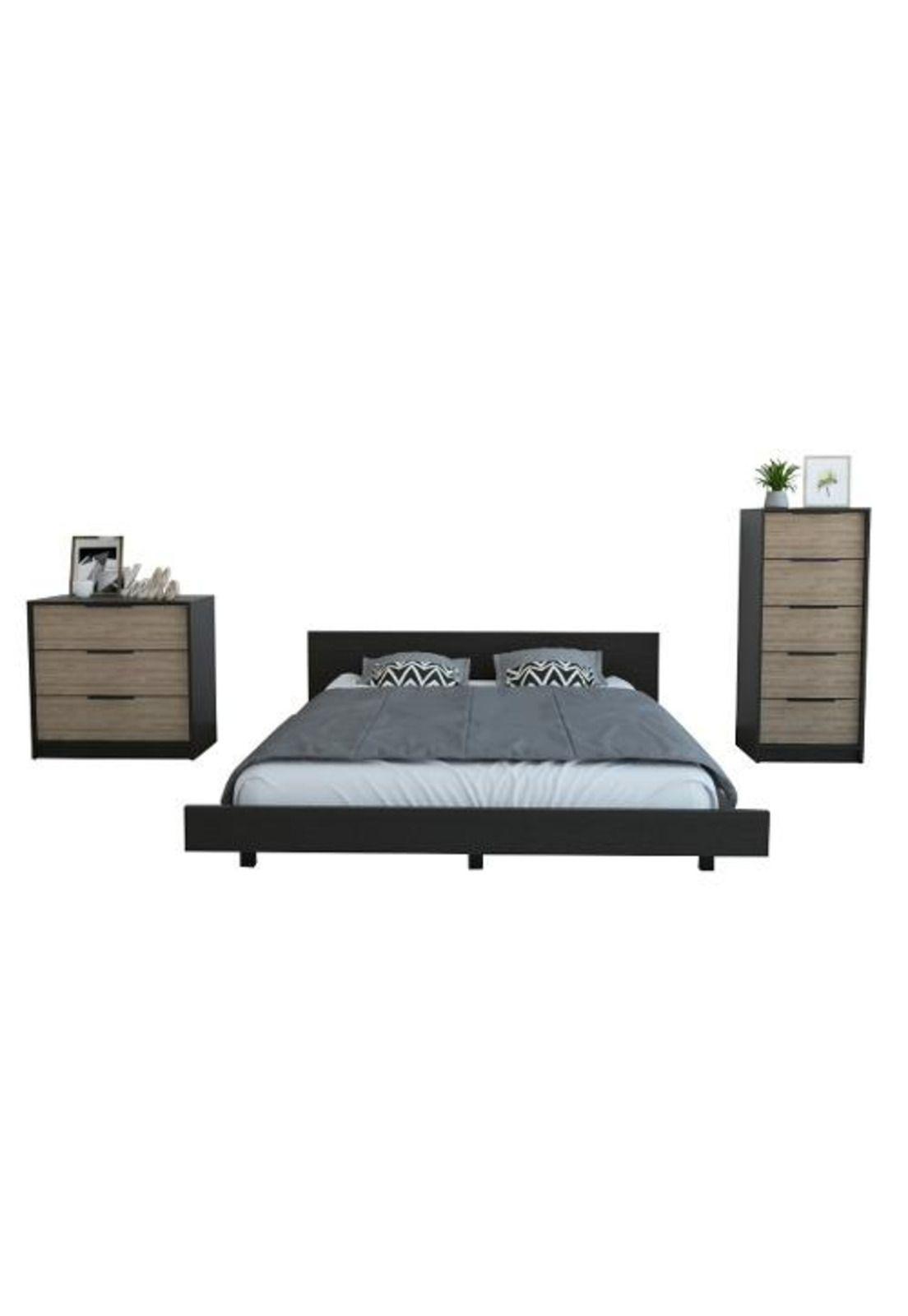 Set De Muebles Cama + Velador + Comoda Cd-kai6 Wengue - Tuhome-0