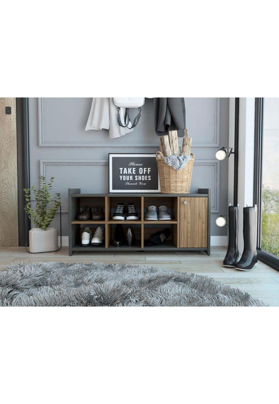 ZAPATERO RECIBIDOR Z-101-P 6 PARES - CARBÓN / GALES-0