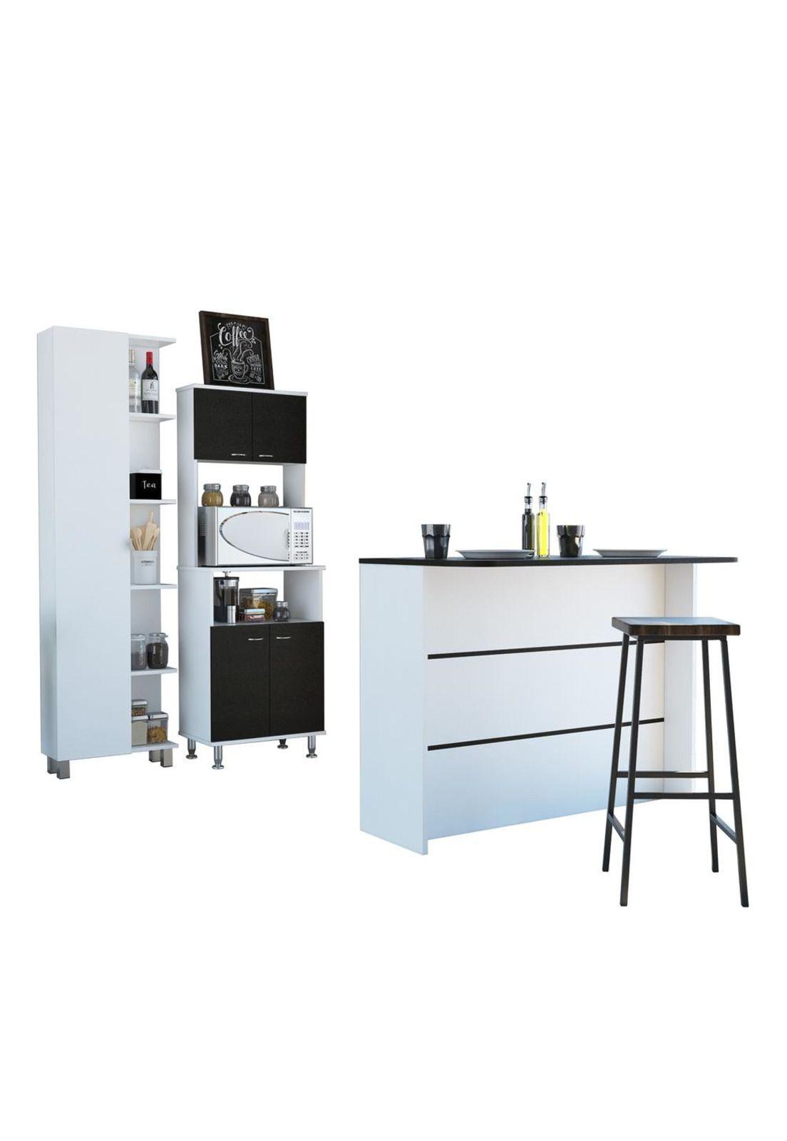 COMBO KITCHEN 34 MUEBLE COCINA 54 + BARRA DE COCINA + OPTIMIZADOR WENGUE BLANCO - TUHOME-0