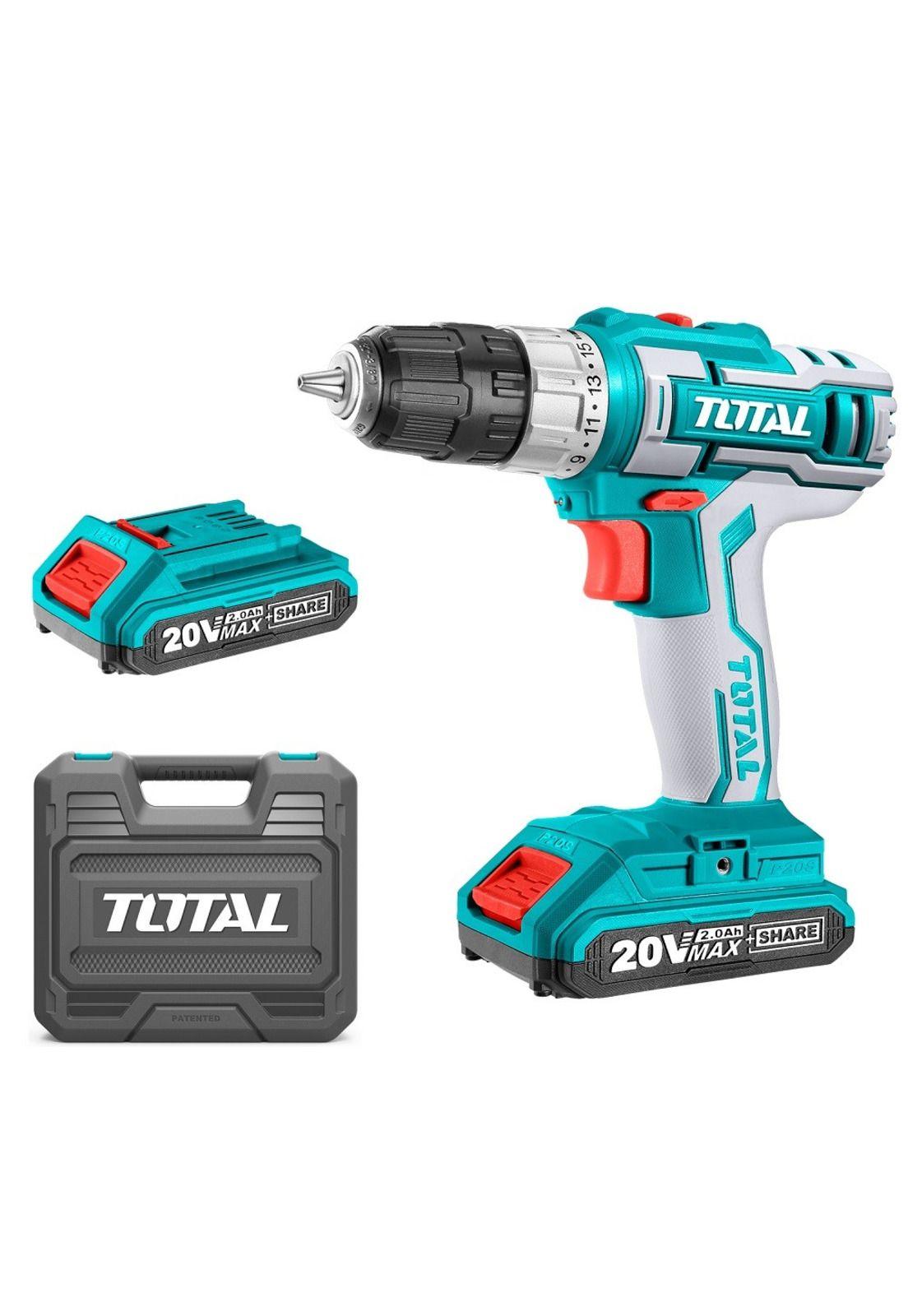 Taladro Atornillador Inalambrico 20V 10Mm C/Led - 2 Baterias - 1 Cargador - 47Acc TDLI2002 Total-0