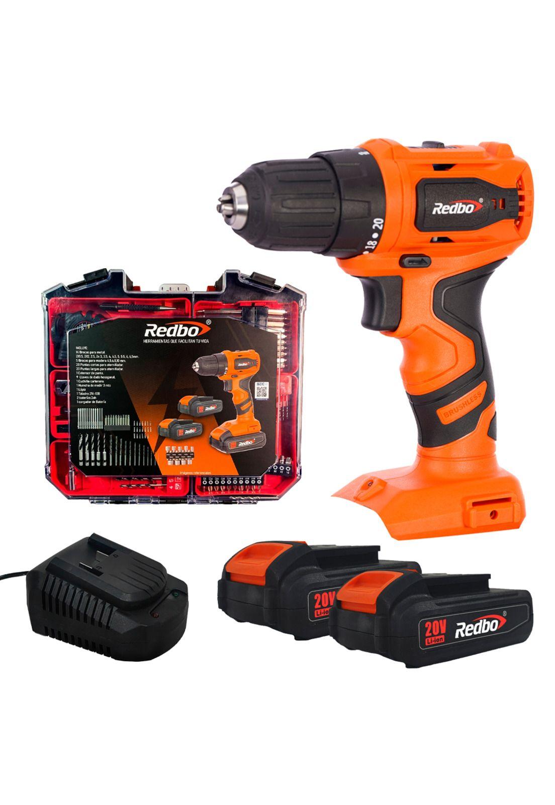 Taladro Inalambrico + 2 Bat + Cargador + 72 Accesorios Redbo-0