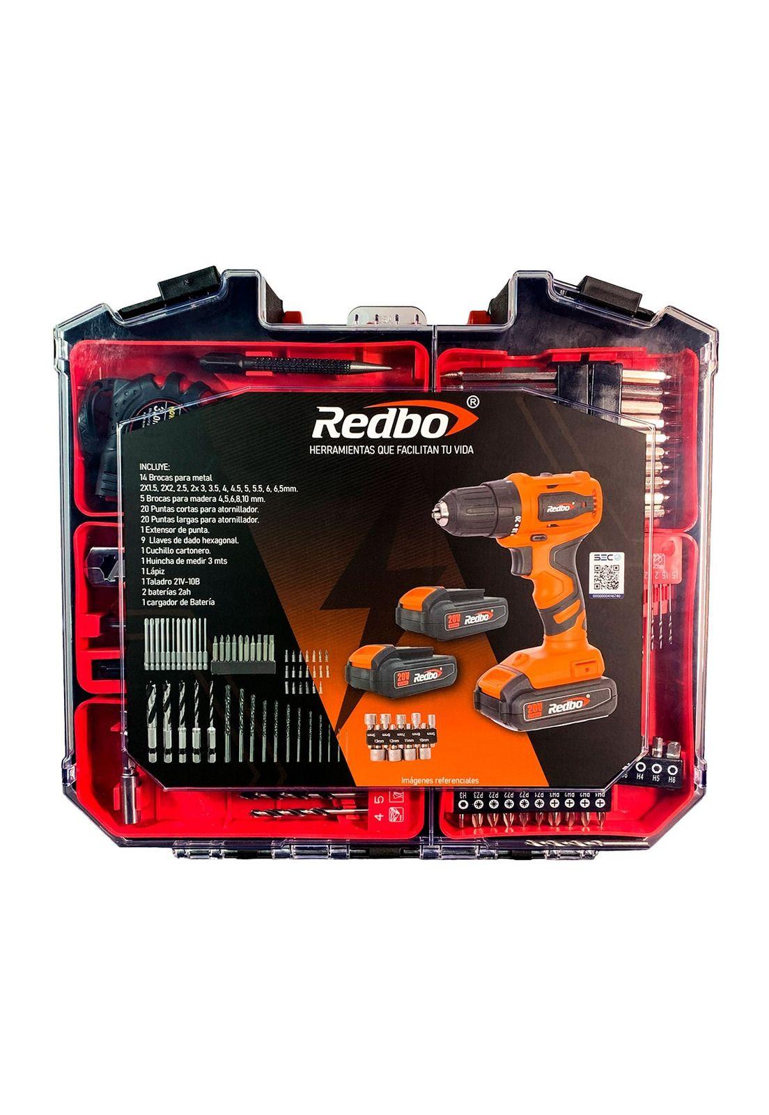 Taladro Inalambrico + 2 Bat + Cargador + 72 Accesorios Redbo-4