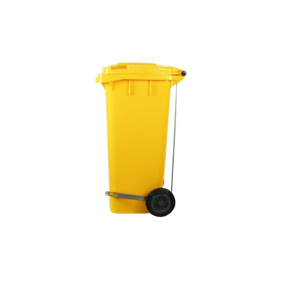 CONTENEDOR BASURA 120 LTS. CON PEDAL AMARILLO QRUBBER-1