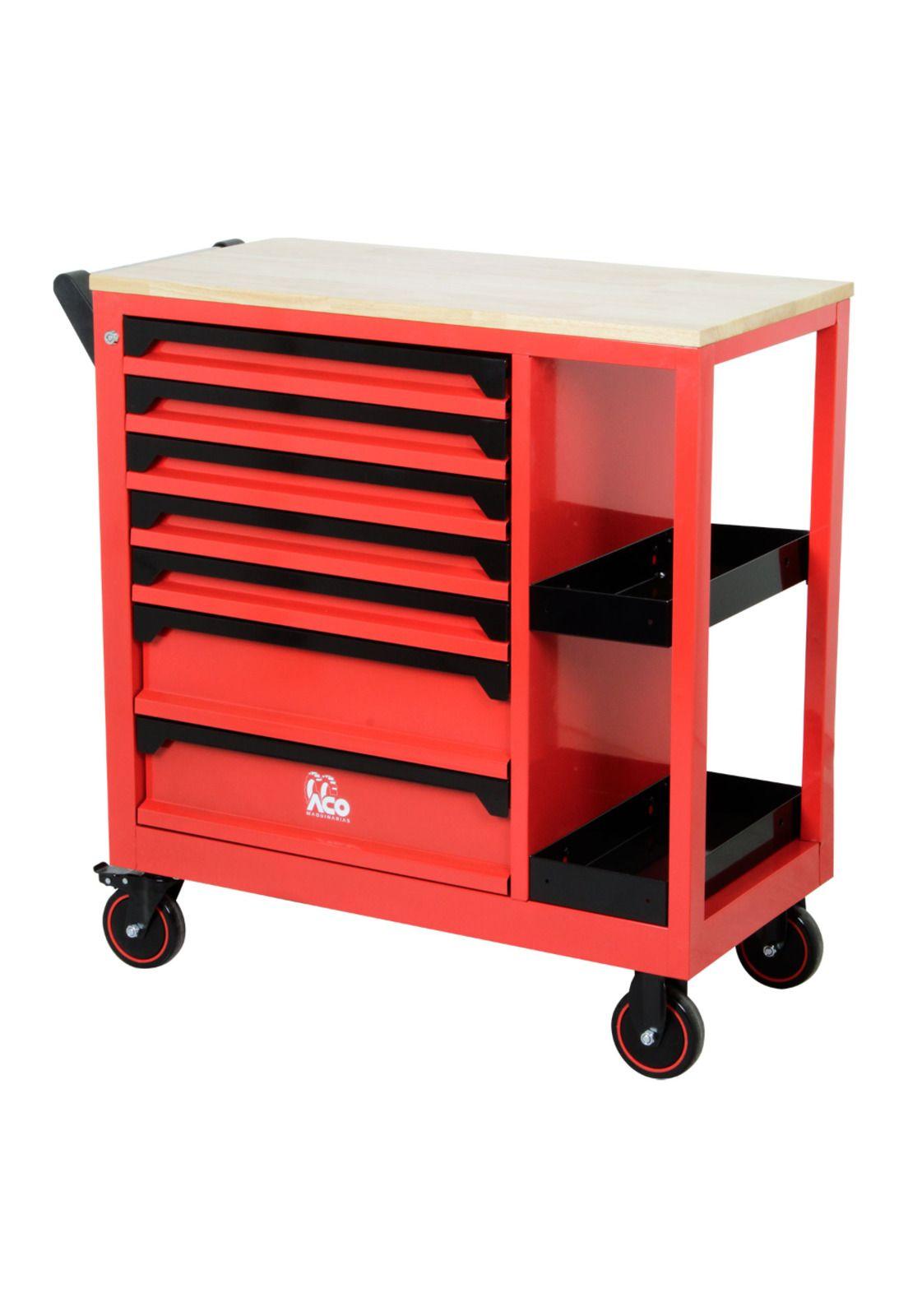 Carro De Herramientas 7 Cajones Con Base De Madera -0