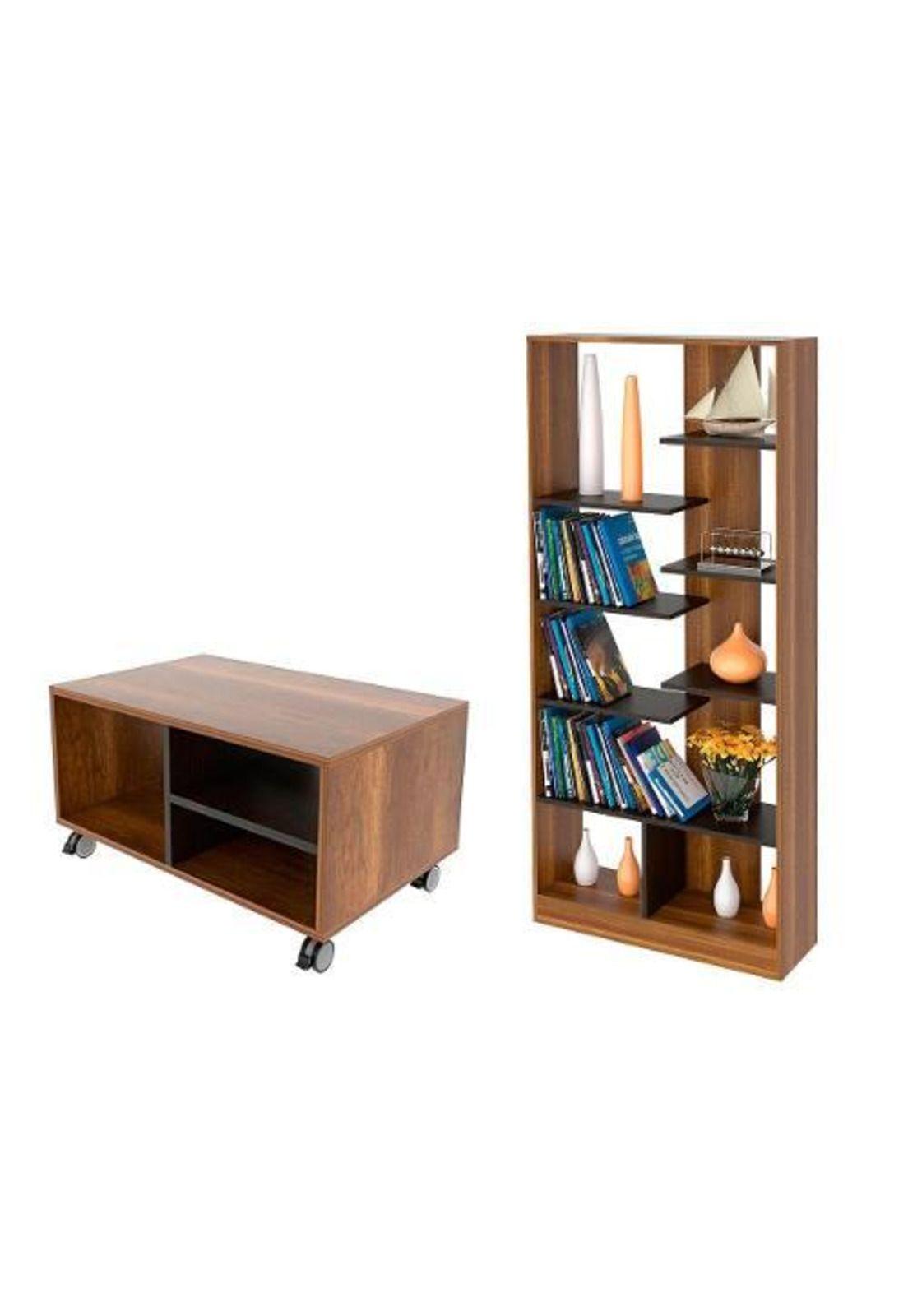 Set Biblioteca Cubo Y Mesa Centro Wengue - Tuhome-0