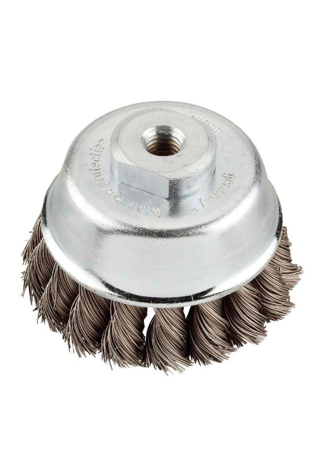 Cepillo de alambre trenzado tipo copa hss Ø65mm x m14 / plateado-0
