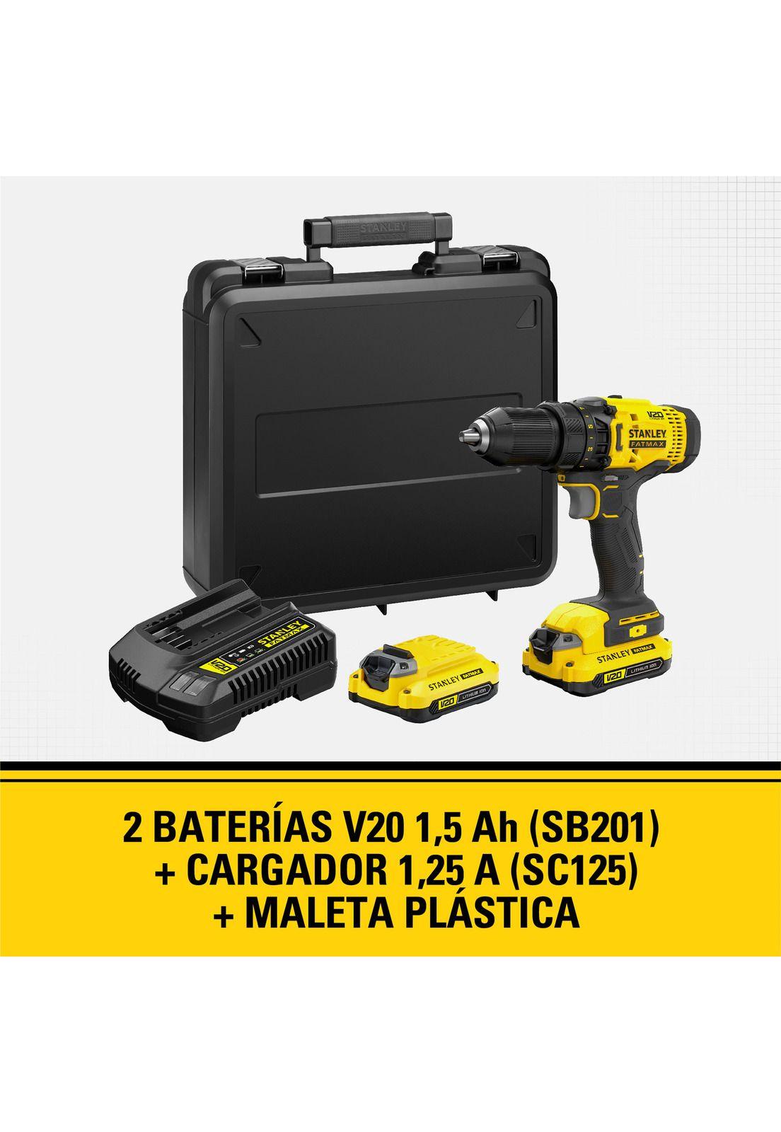 Kit Taladro Atornillador 20v + 2b + Cargador+ Maleta Stanley-2
