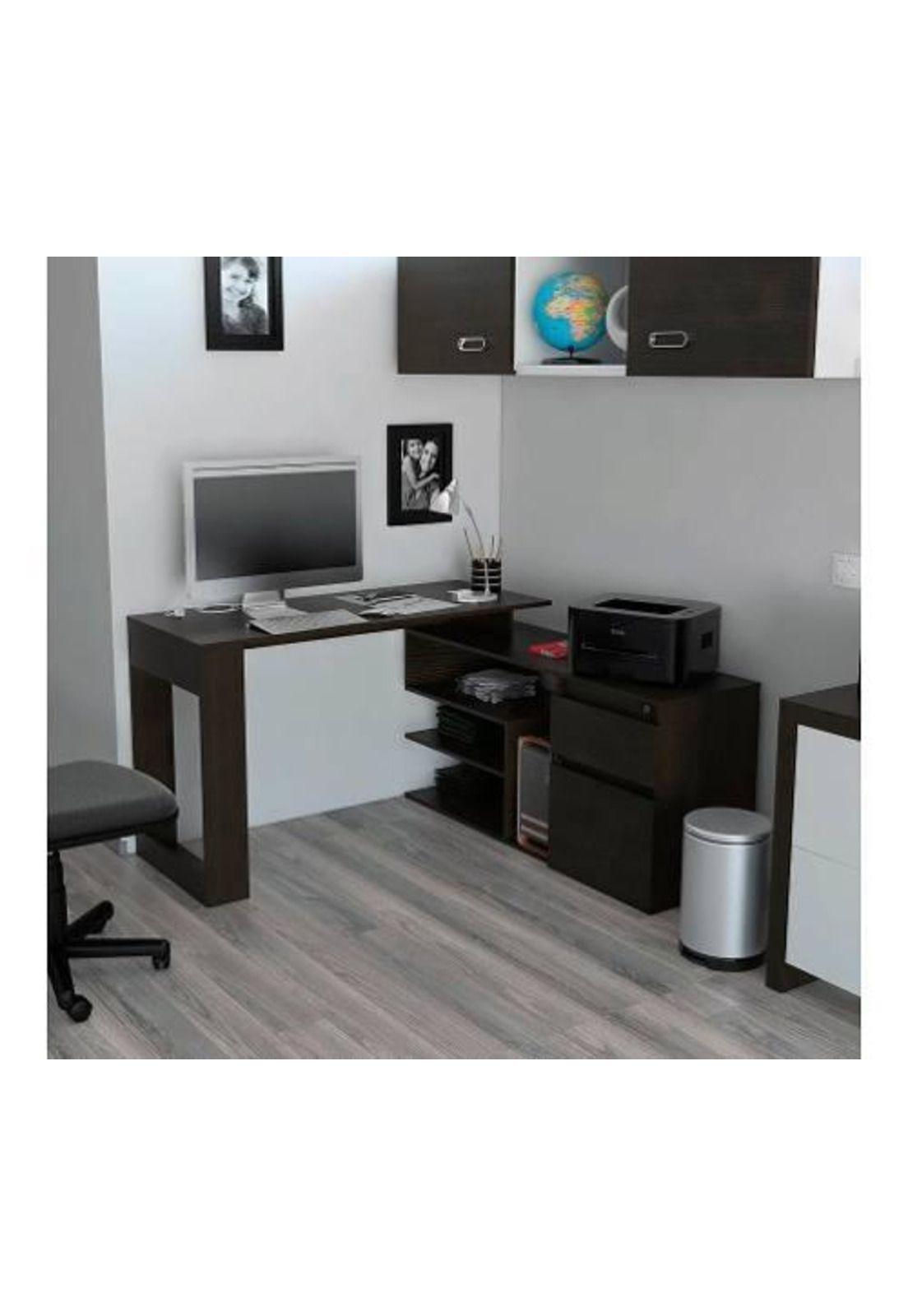 Escritorio 73x121x137 Cm Alteza Wengue Negro. Tuhome-2