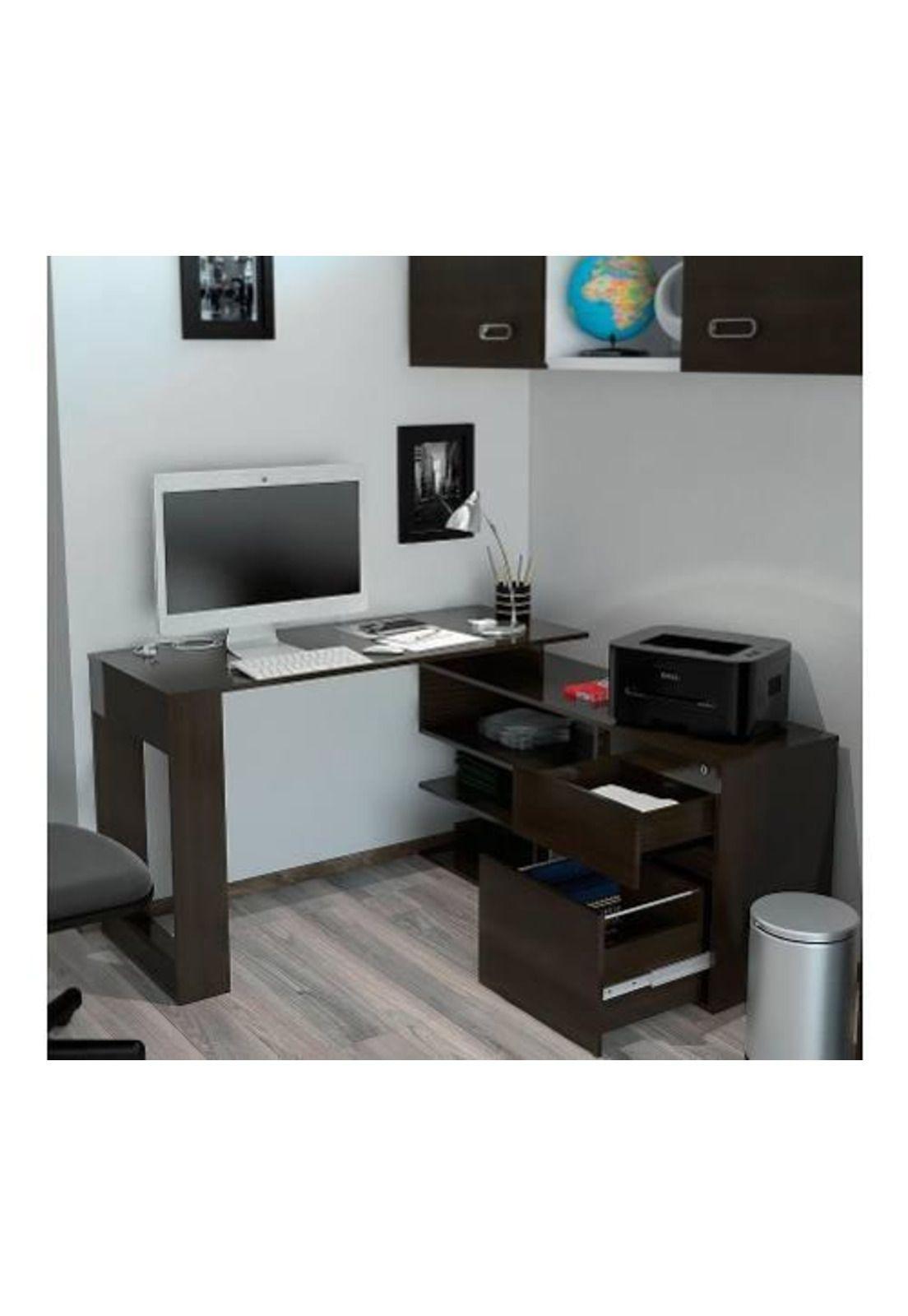 Escritorio 73x121x137 Cm Alteza Wengue Negro. Tuhome-3
