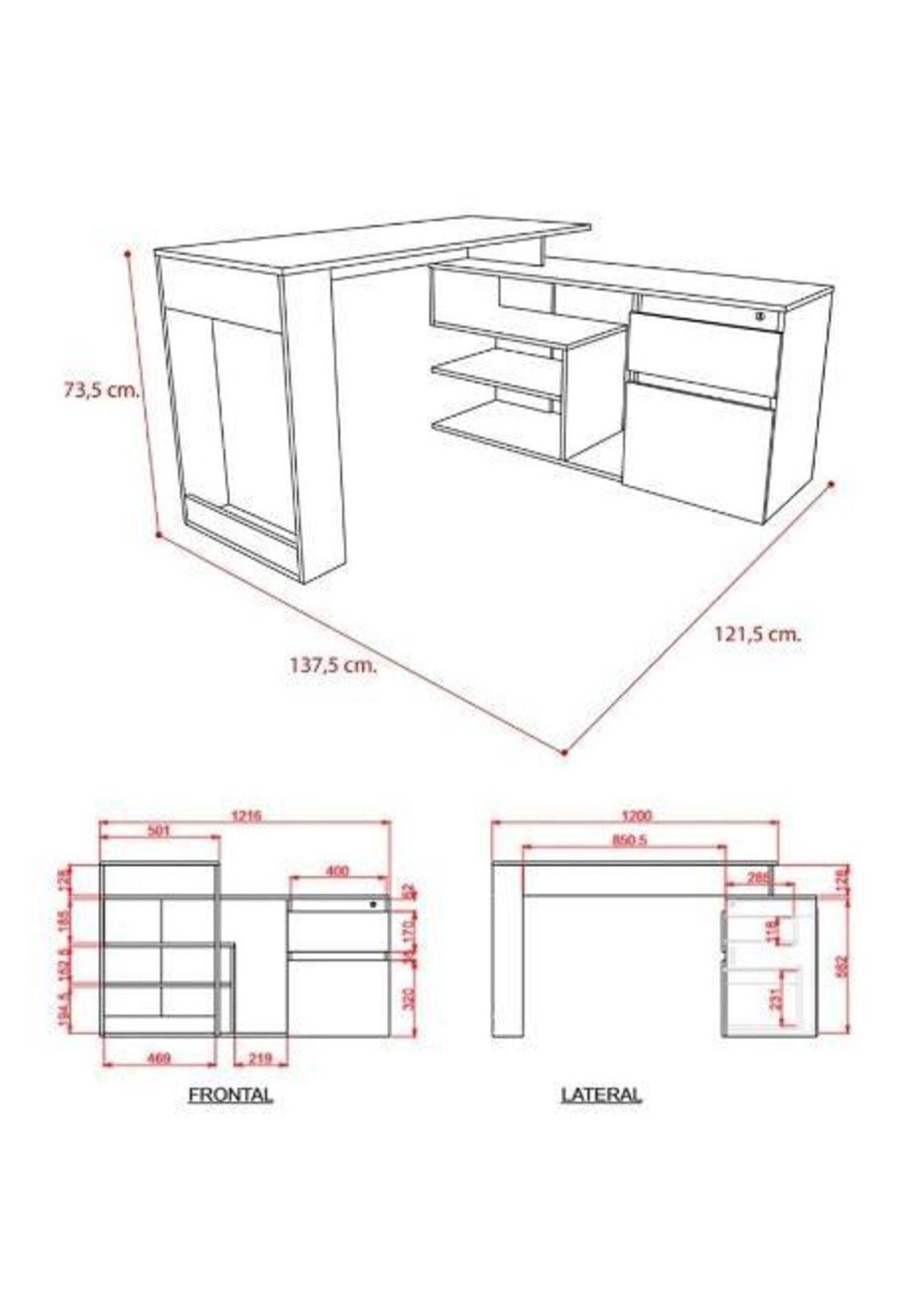 Escritorio 73x121x137 Cm Alteza Wengue Negro. Tuhome-4