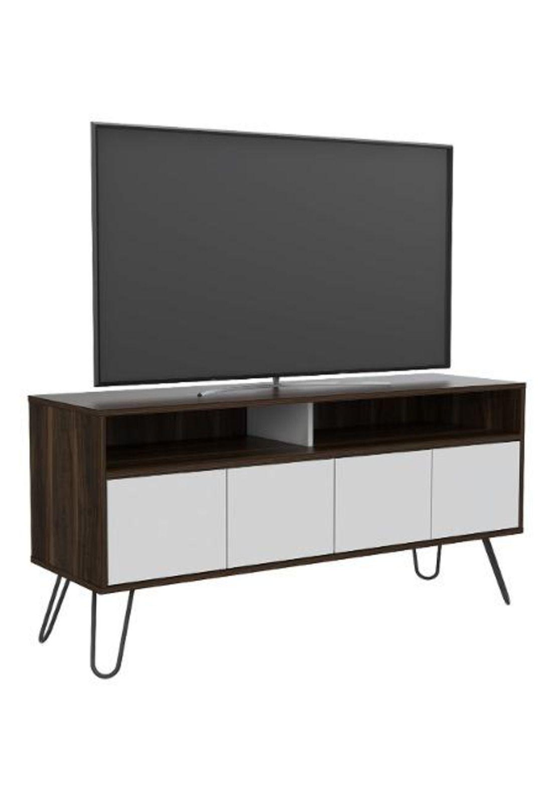 Rack Tv 55  Habano/blanco 61x124x39cm.tuhome-1