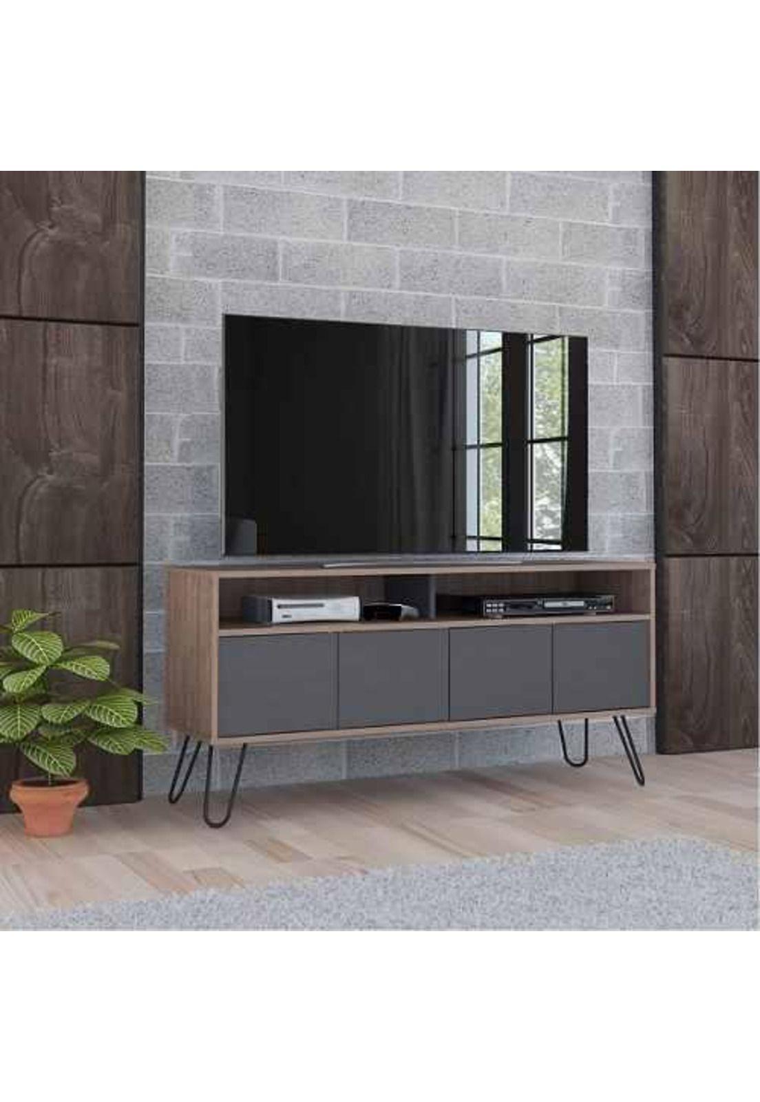 Rack Tv 55  Miel Plomo 61x124x39cm . Tuhome-3