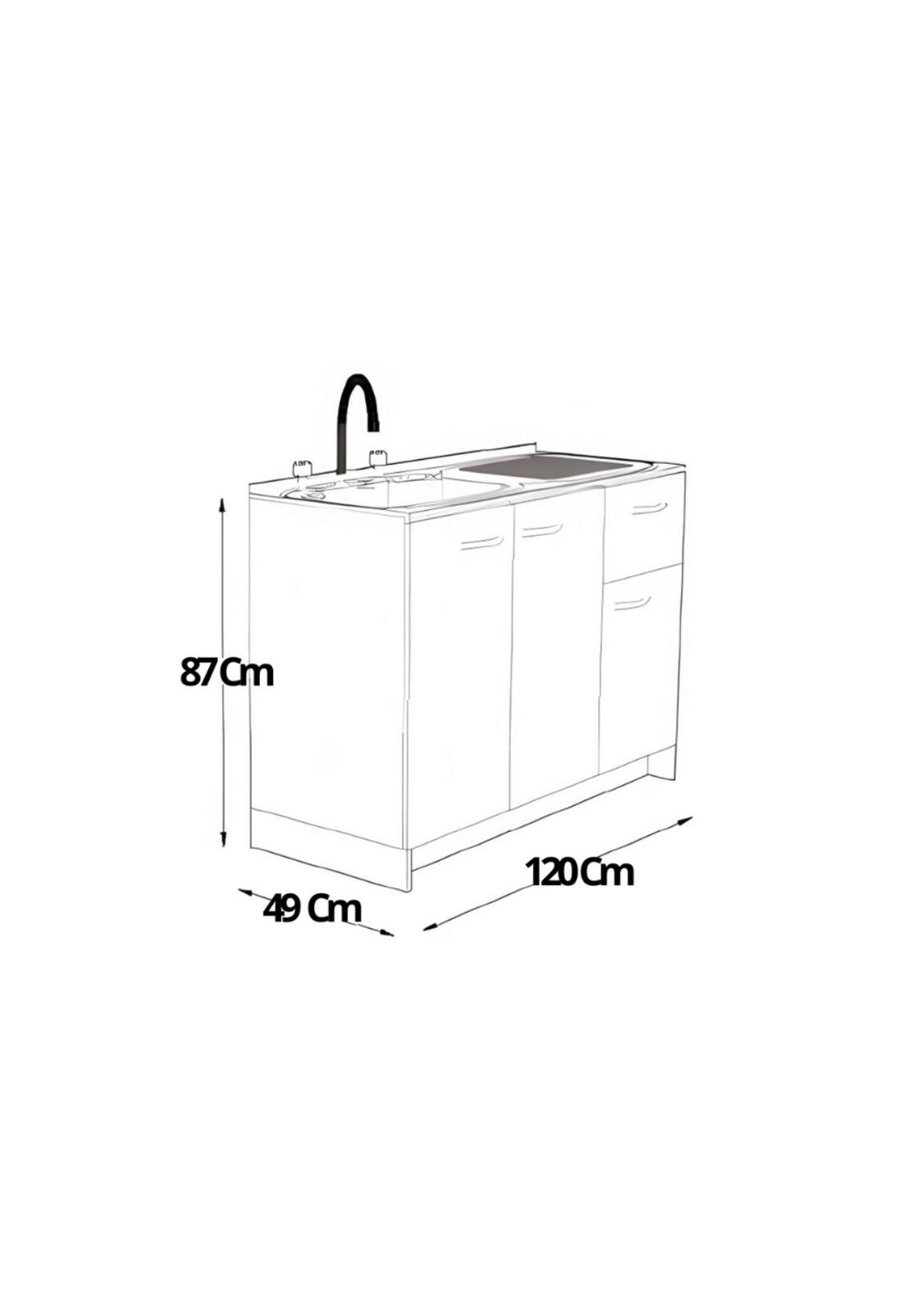 Mueble Base Kit 120 Der Blanco con Cajon  Lavaplatos Y Griferia Magnolia-1